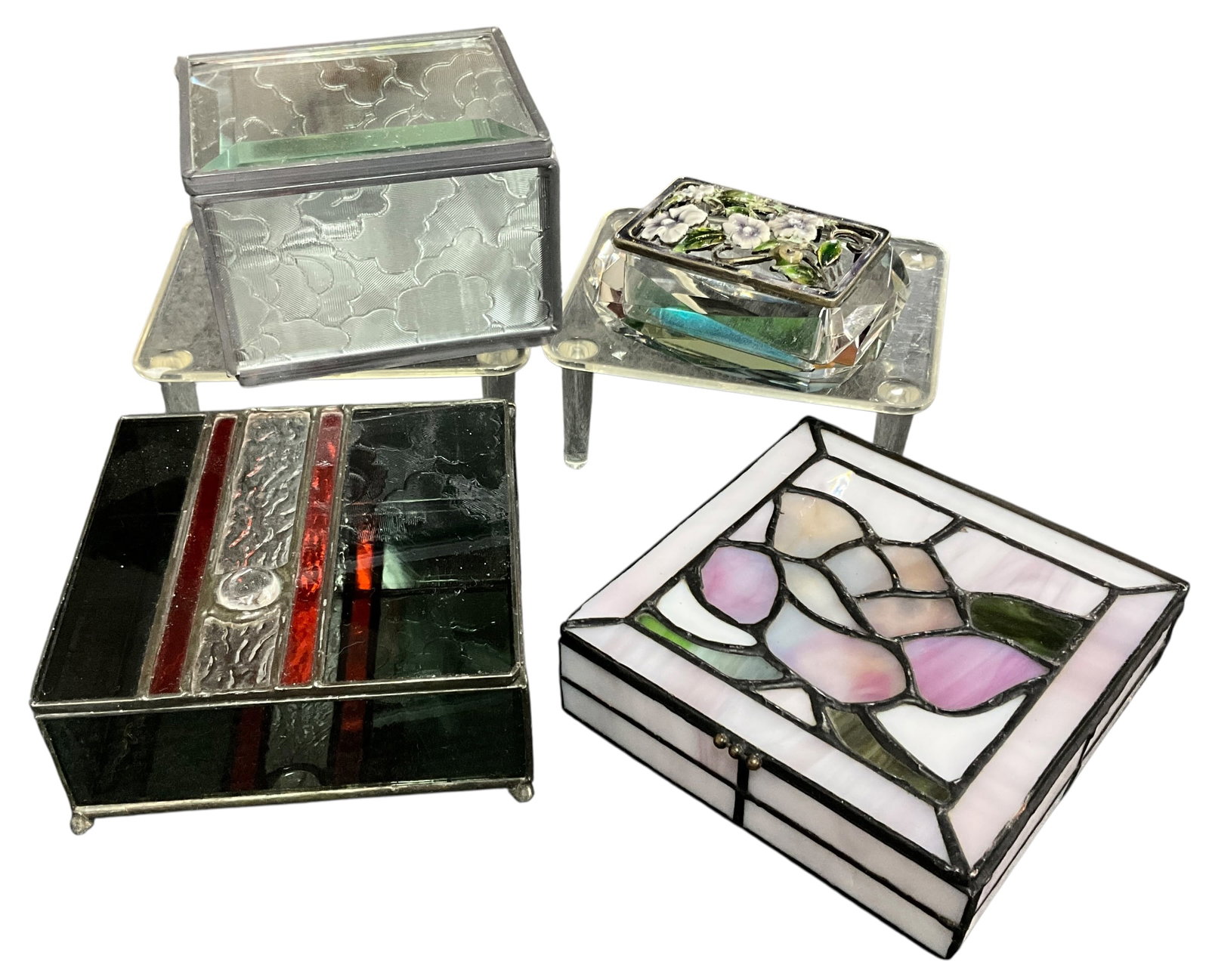Lot of 4 Assorted Decorative Trinket Boxes (1 of 4)