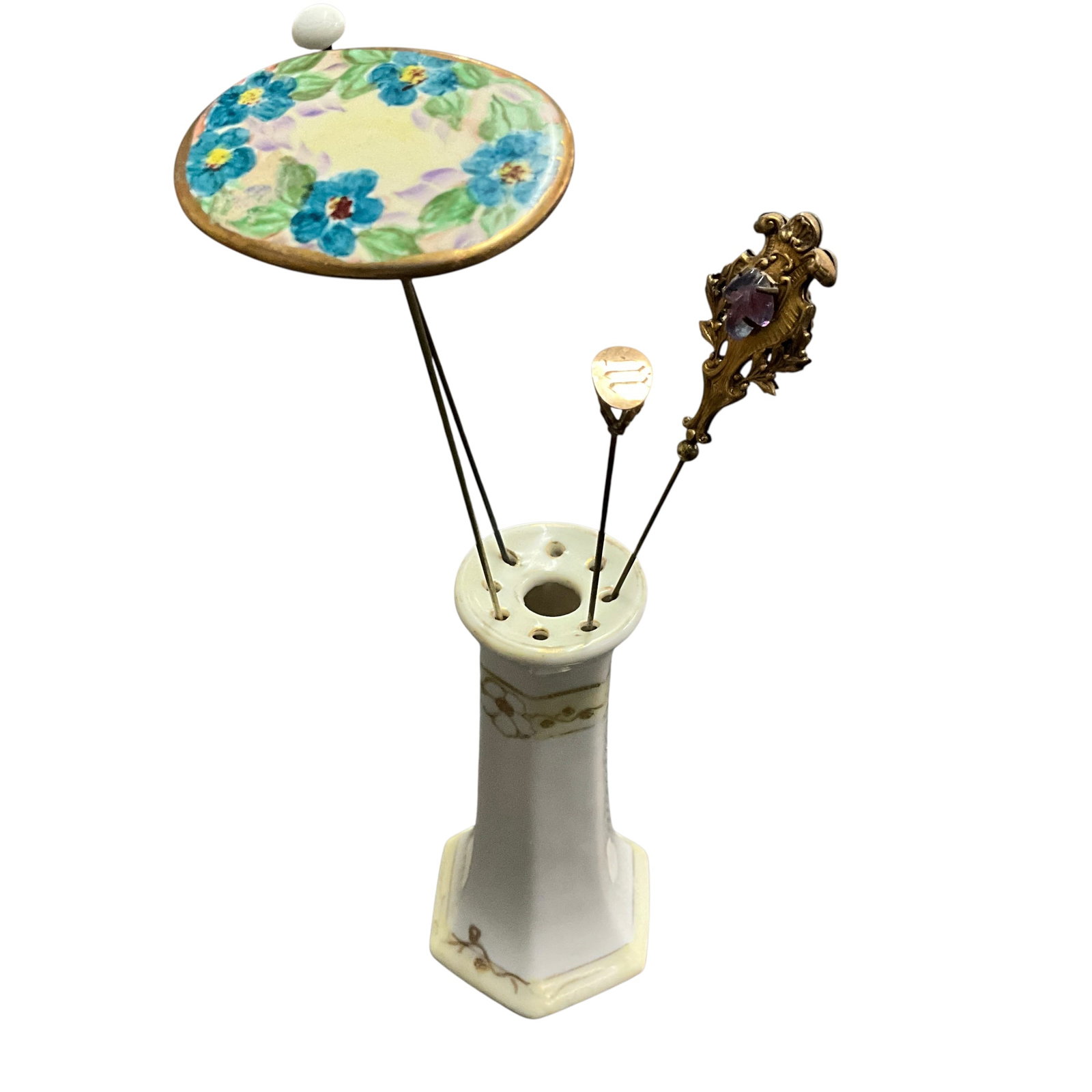 Vintage Hatpin Holder with Assorted Hatpins (1 of 3)