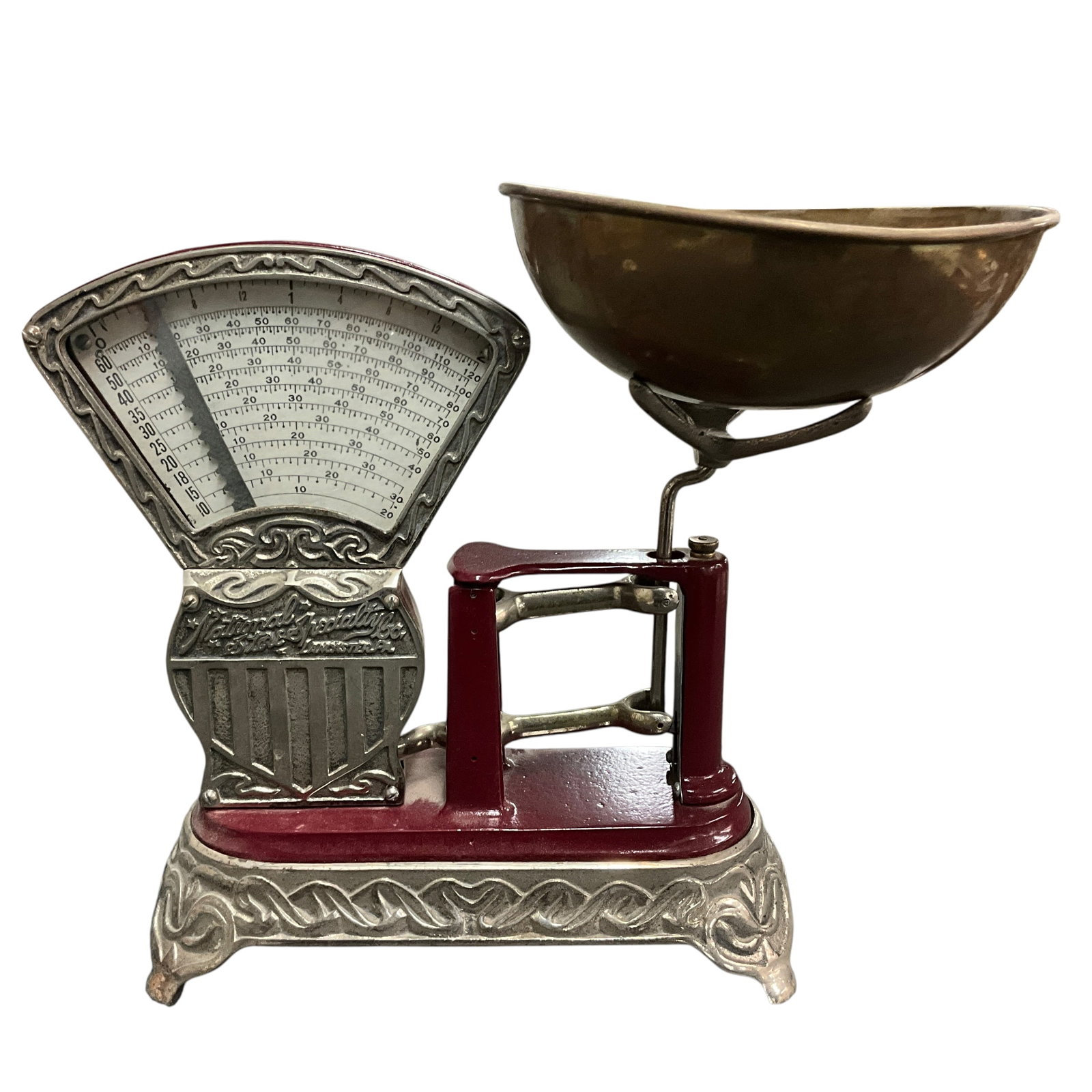 Vintage National St. Specialty Co. Cast Iron Countertop Scale with Brass Bowl (1 of 6)