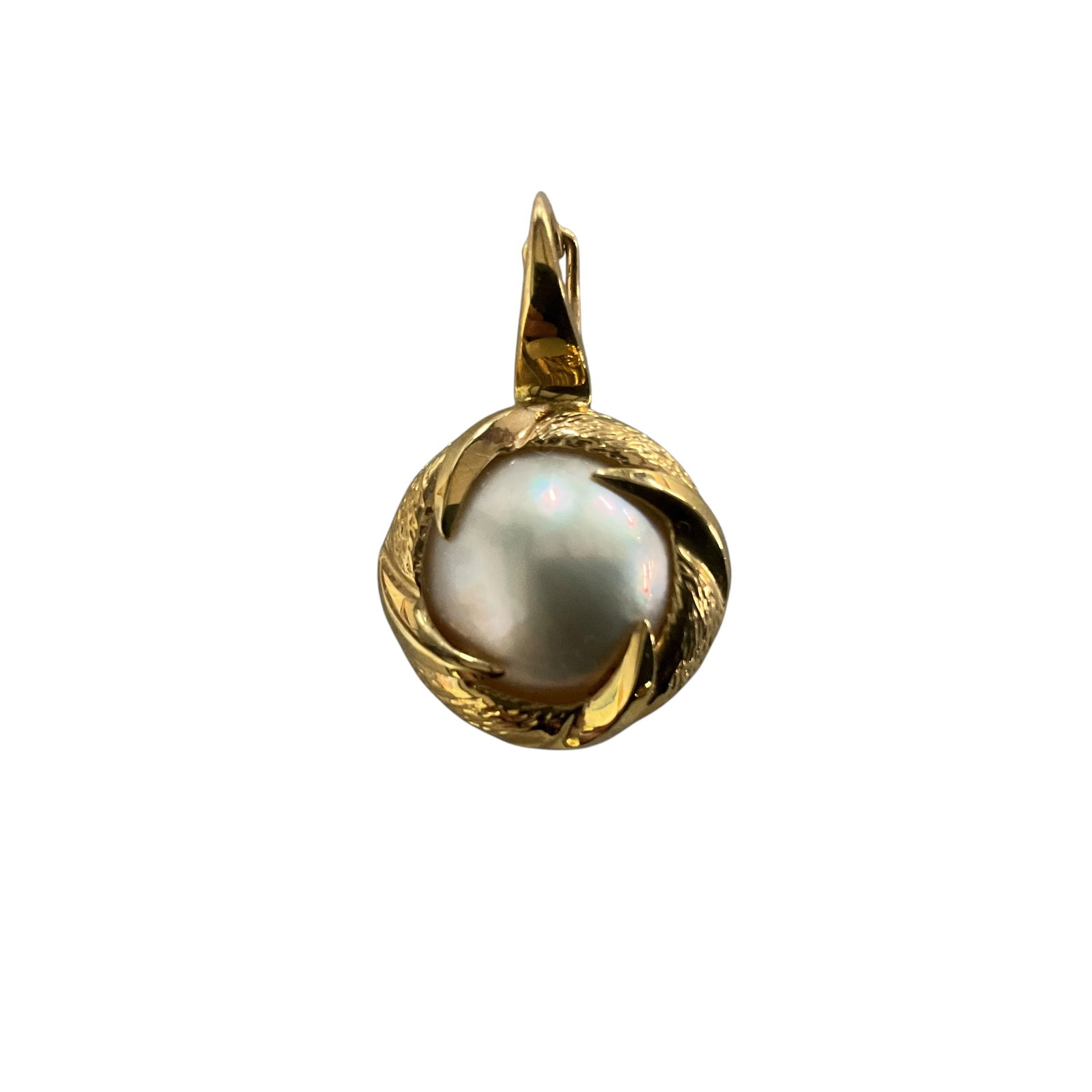 14K Gold Pearl Pendant with Swirl Setting (1 of 5)