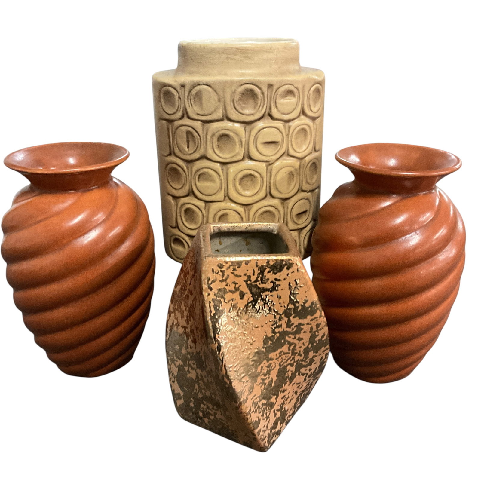 Mid-Century Modern Pottery Group Including Red Wing Vases (1 of 6)