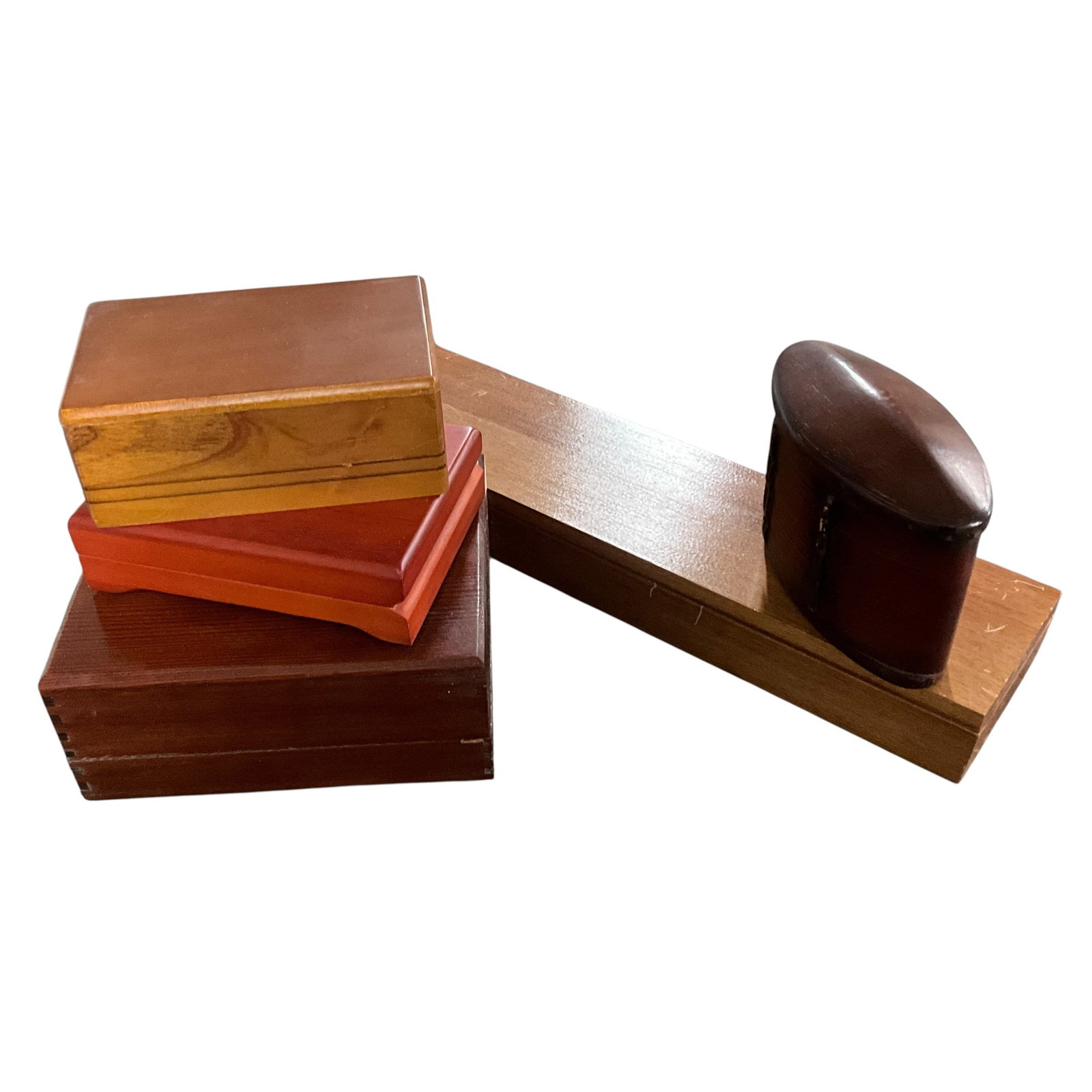 Collection of Wooden Jewelry & Trinket Boxes Including Compartment and Hinged Examples (1 of 5)