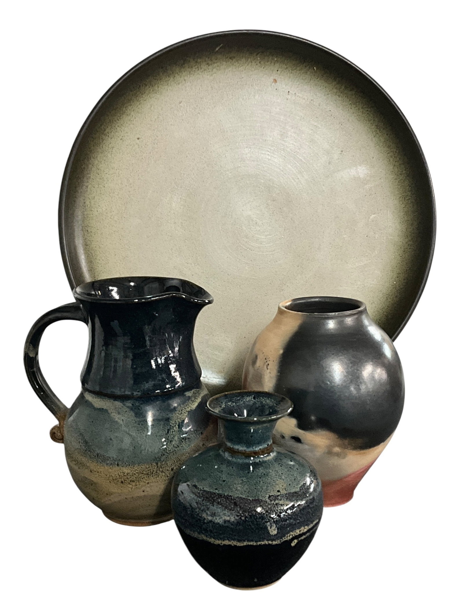 Studio Pottery Group with Heath Ceramics Plate & Signed Smoke Fired Vessel (1 of 7)