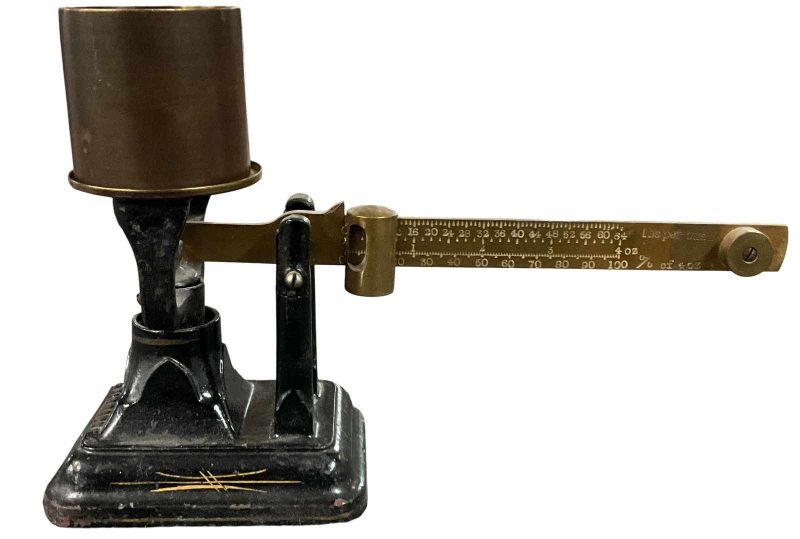 Antique Fairbanks Cast Iron & Brass Counter Scale with Removable Brass Cup (1 of 4)