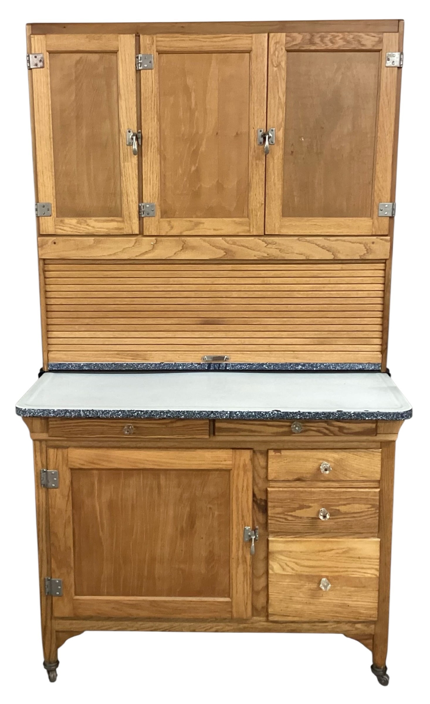 Vintage Sellers --The Better Kitchen Cabinet-? Oak Hoosier Cabinet / Kitchen Workstation on Casters (1 of 7)