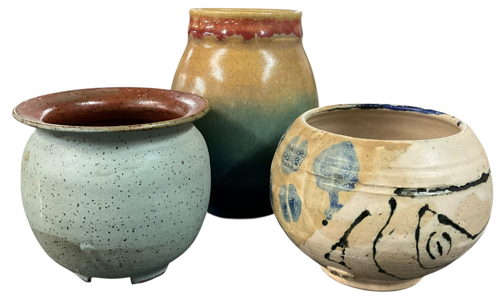Signed Studio Art Pottery Vases & Bowls (3 Pieces) (1 of 6)