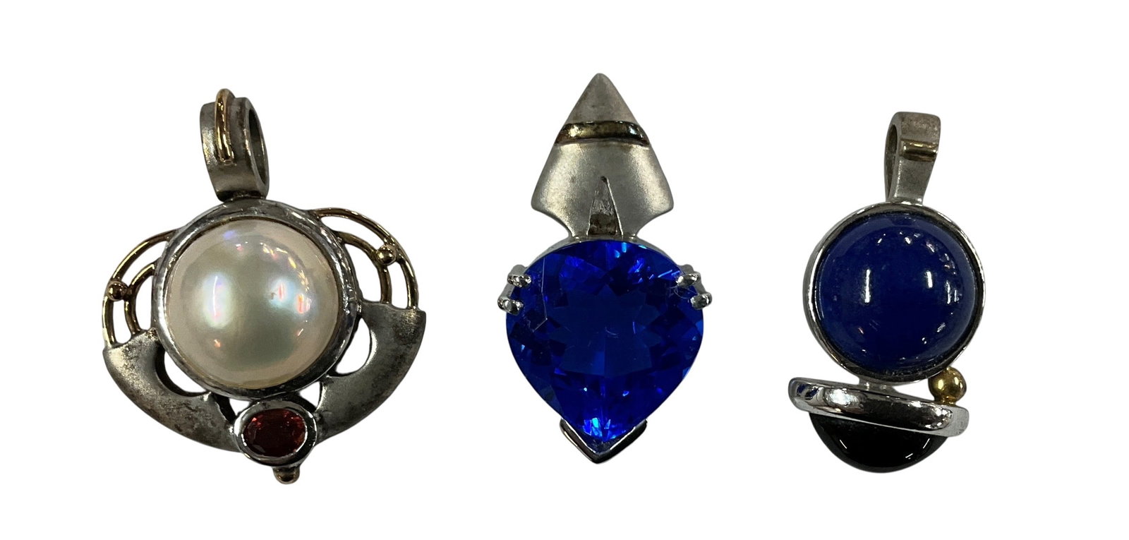 Sterling Silver Pendant Group – Tanzanite, Lapis & Mabe Pearl with Spinel (1 of 7)
