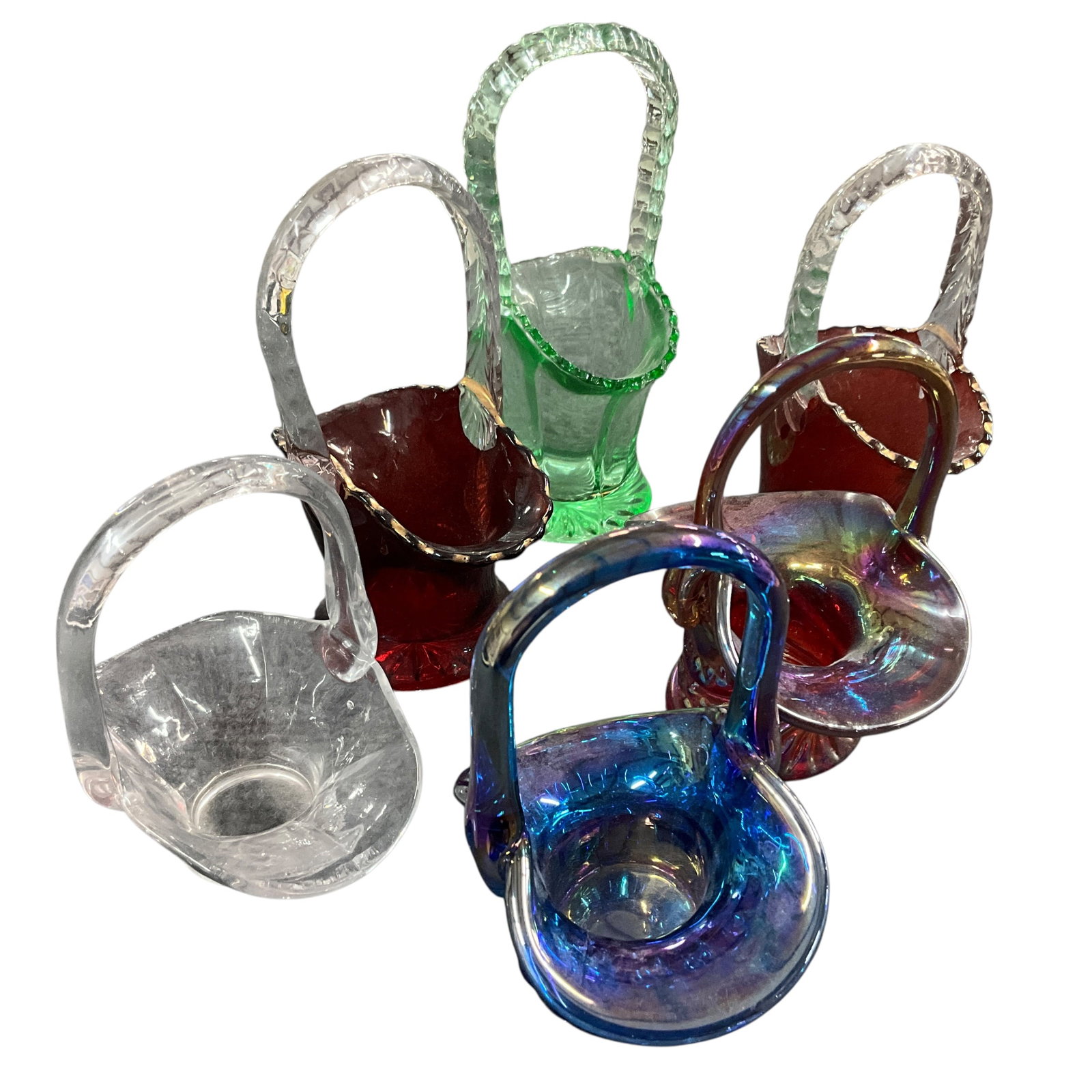 Assorted Art Glass Miniature Baskets (6 Pieces) (1 of 4)