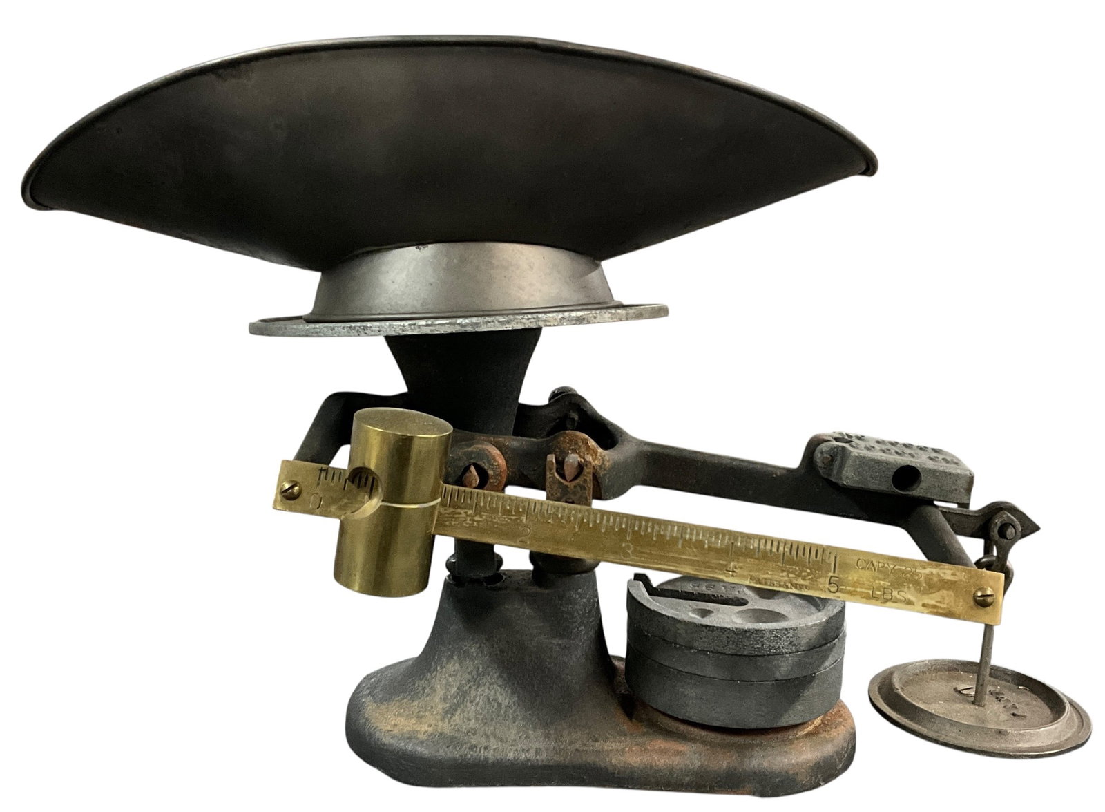 Antique Fairbanks Cast Iron Countertop Balance Scale with Brass Beam & Weights (1 of 4)
