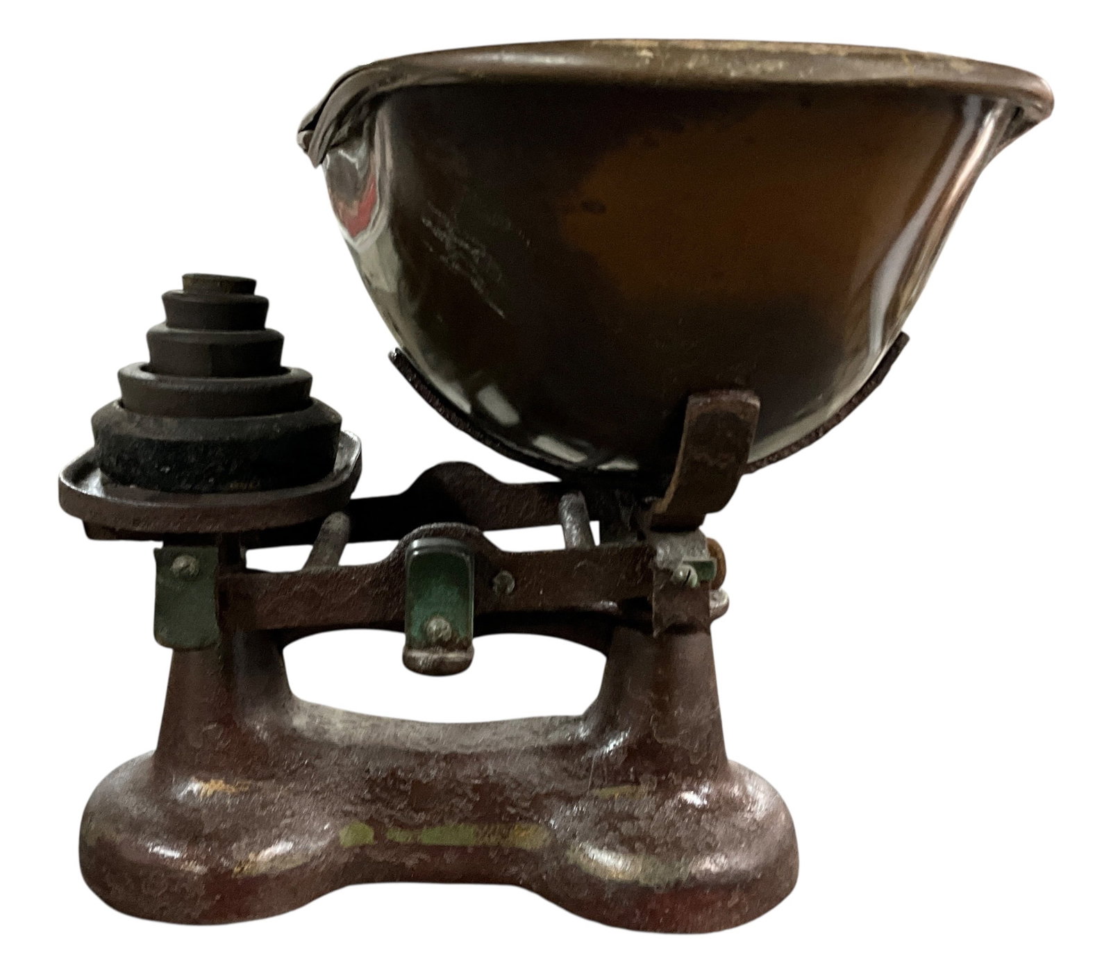 Antique Cast Iron Countertop Balance Scale with Scoop Pan & Weights (1 of 4)