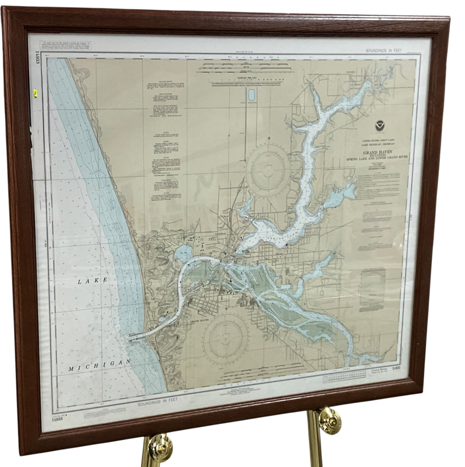 Framed NOAA Nautical Chart – Grand Haven, Lake Michigan (1 of 7)