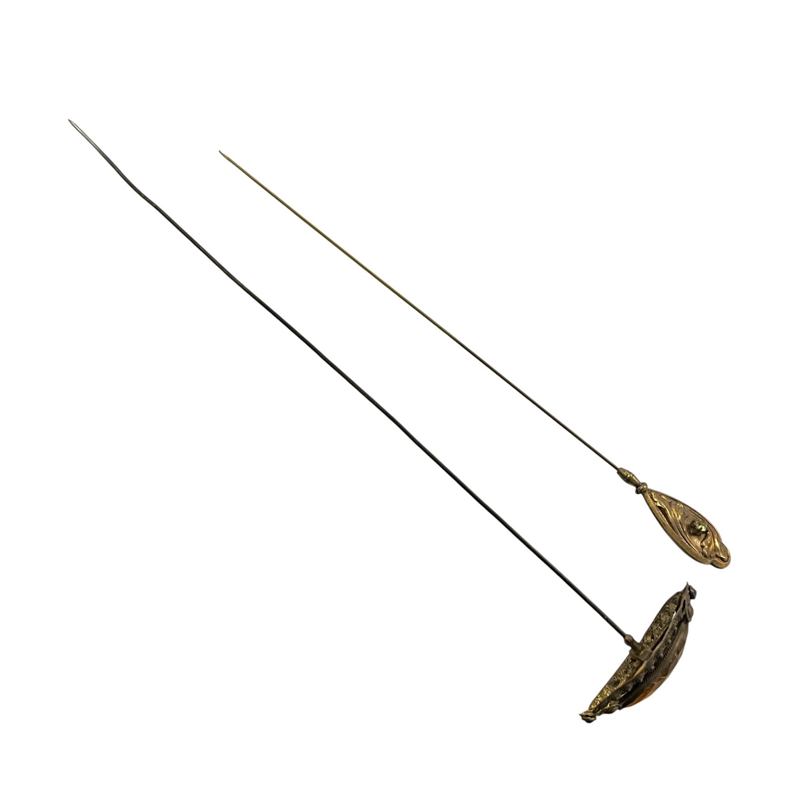 Two Antique Hat Pins with Faceted Stone and Decorative Mounts (1 of 4)
