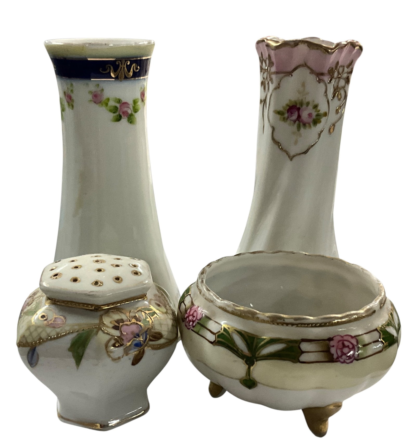 Antique Nippon Hand-Painted Porcelain Vanity Vessels (3 Pieces) (1 of 6)