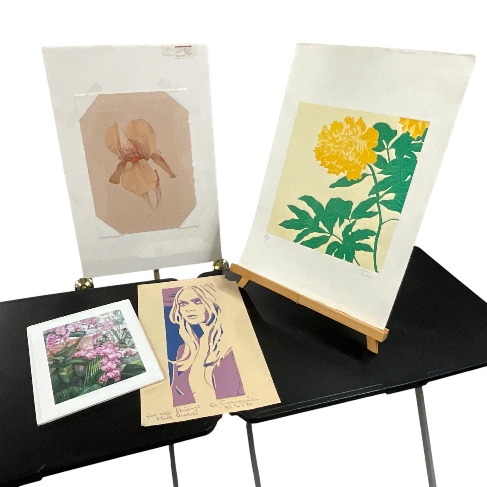 Assorted Botanical & Figurative Prints, Including Signed Works: Eclectic grouping of botanical and figurative artworks, including a mix of limited edition prints and original works. Highlights include a finely detailed “Pink Orchid” print, pencil signed an
