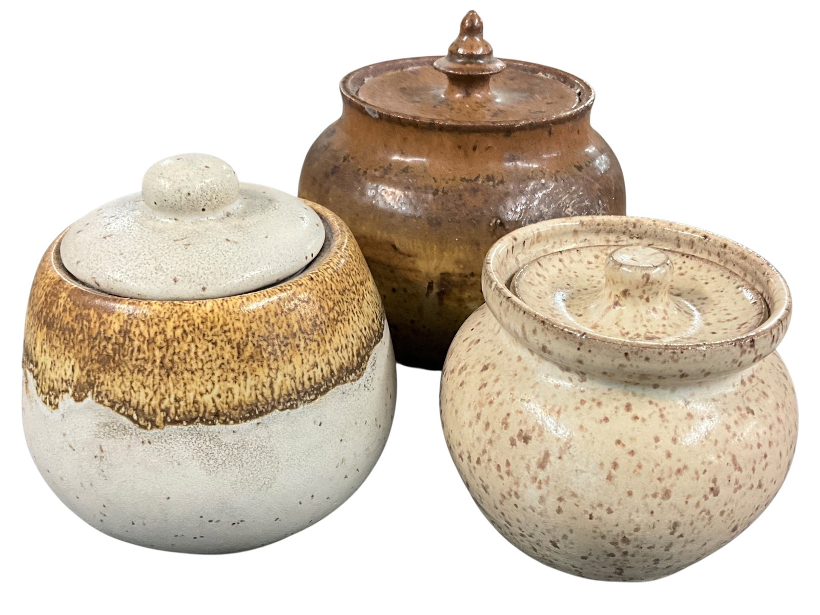 Studio Pottery Lidded Stoneware Canister Group (3) (1 of 5)