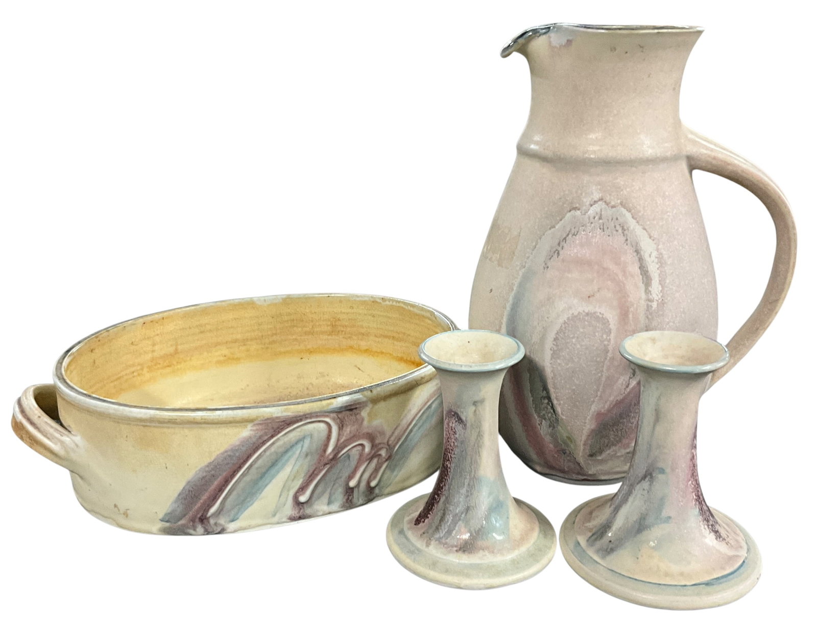 Studio Pottery Pitcher, Bowl & Candleholders (4 pcs) (1 of 6)