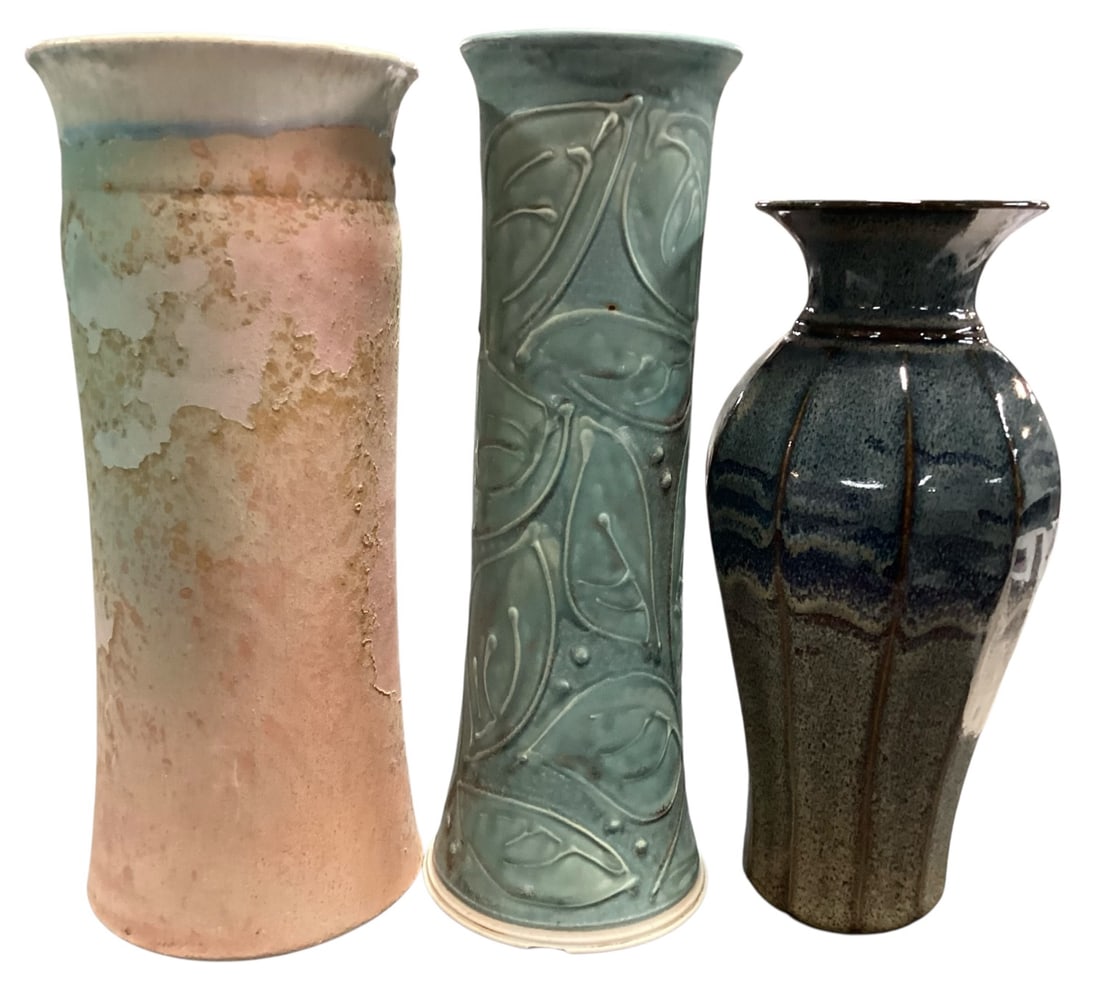 Collection of Three Studio Art Pottery Vases, Signed (1 of 6)