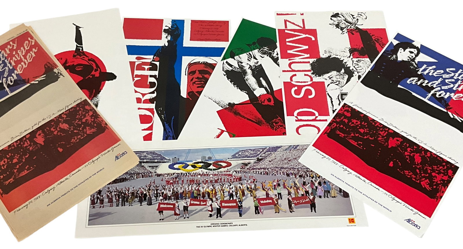 Group of 1988 Calgary Winter Olympics Posters & Newspaper Inserts (1 of 5)