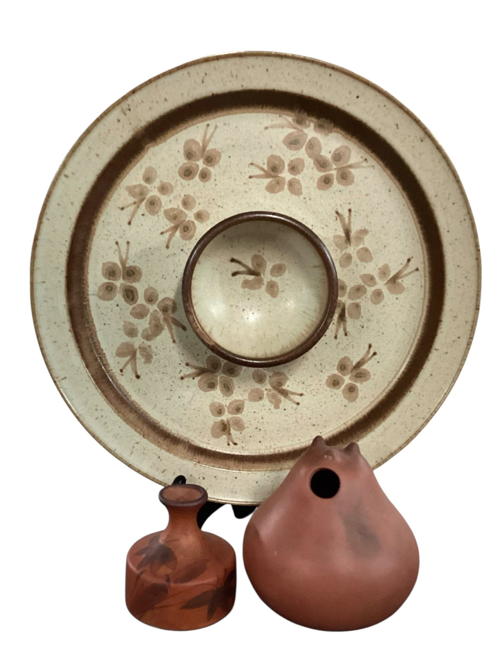 Studio Pottery Group Including Chip & Dip Tray, Mini Vase and Birdhouse Form Vessel (1 of 5)