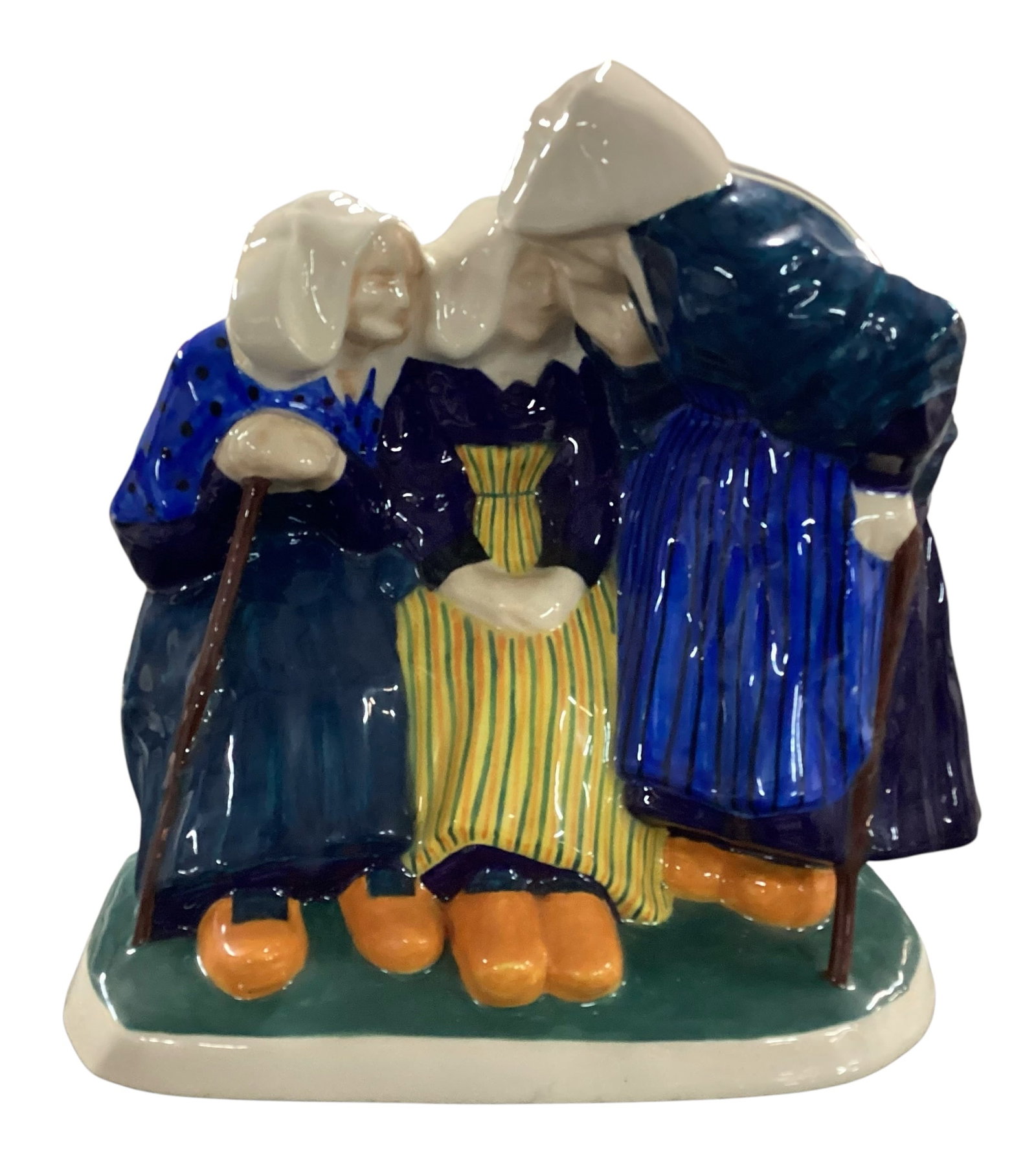 Henriot Quimper Three Breton Women Faience Ceramic Figurine Group Les Commères (The Three Gossips) (1 of 4)