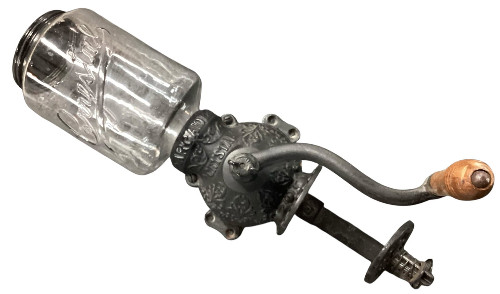 Arcade Crystal Wall-Mount Hand Crank Coffee Grinder with Glass Jar (1 of 5)