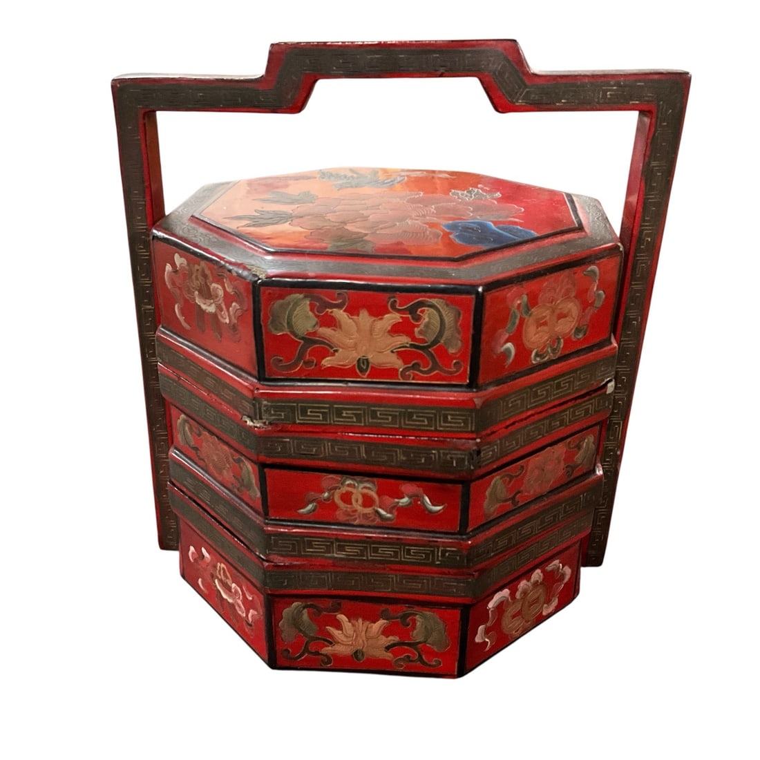 Chinese Hardwood Stacking Food Carrier with Plates (1 of 7)