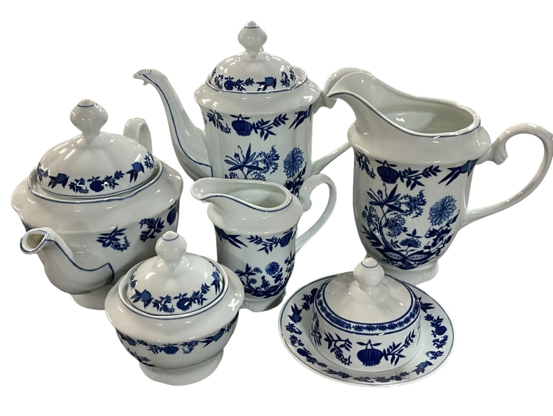 Blue & White Schmidt Porcelain Beverage Service (1 of 5)