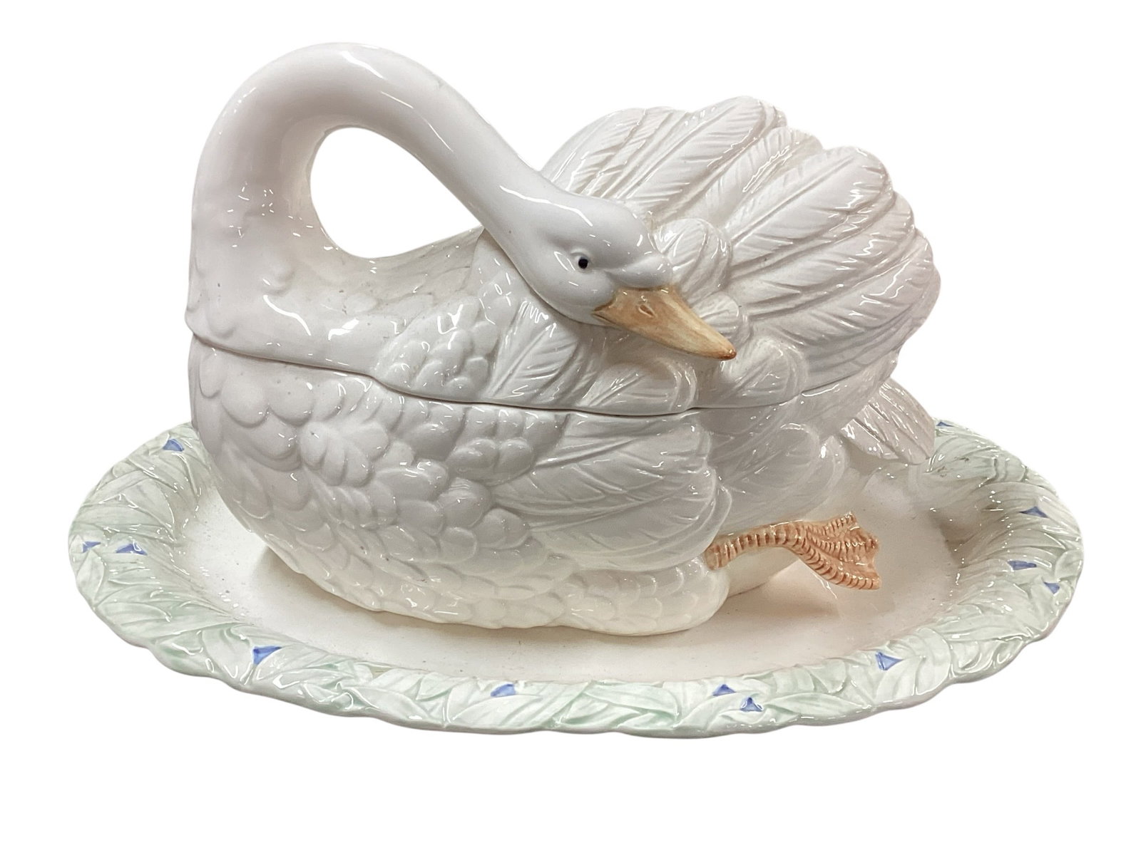 Fitz and Floyd Ceramic Swan Covered Tureen with Underplate & Ladle (1 of 7)