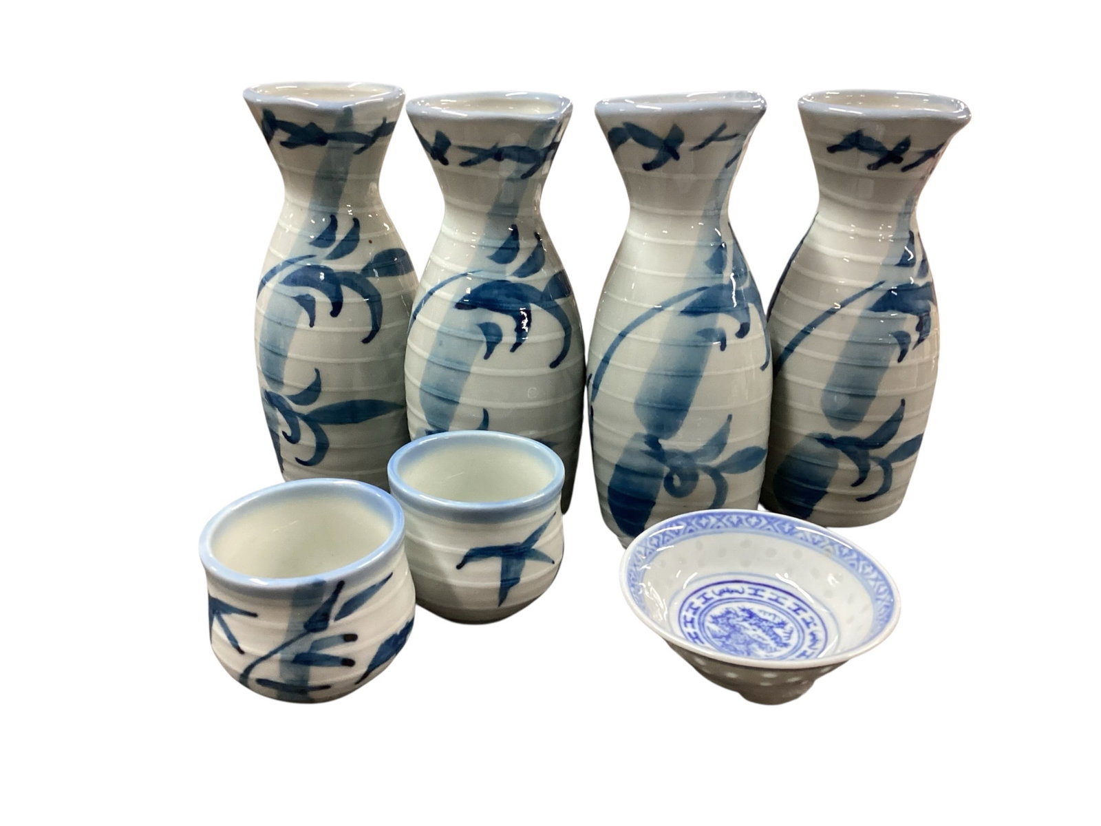 Assorted Asian-Style Ceramic Sake Bottles, Cups & Rice Bowl (1 of 6)