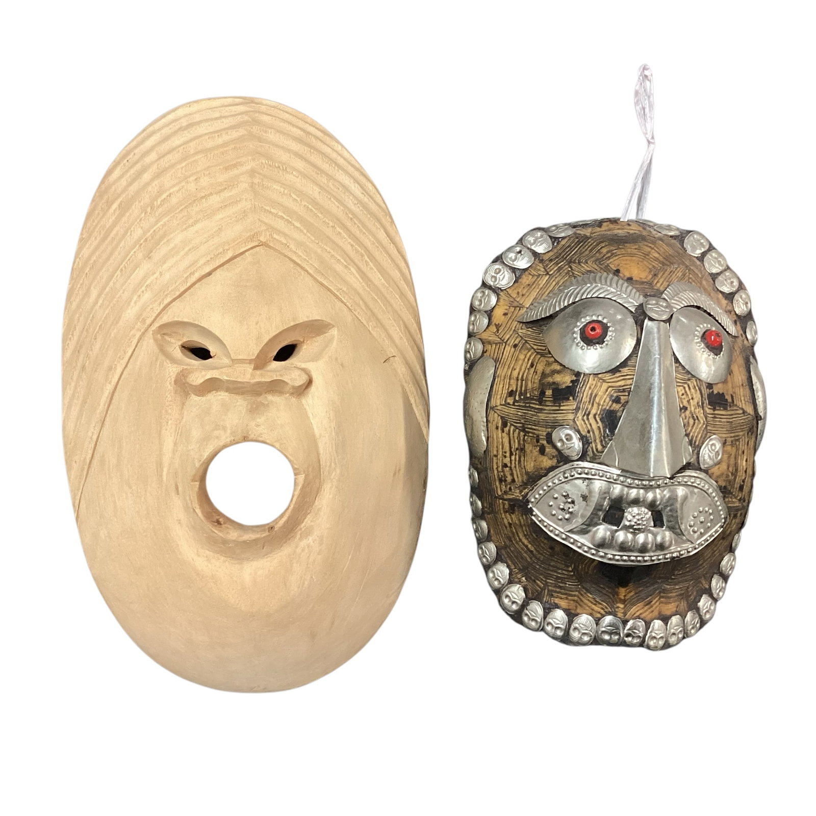 Two Ethnographic Style Masks Including Turtle Shell Example (1 of 6)