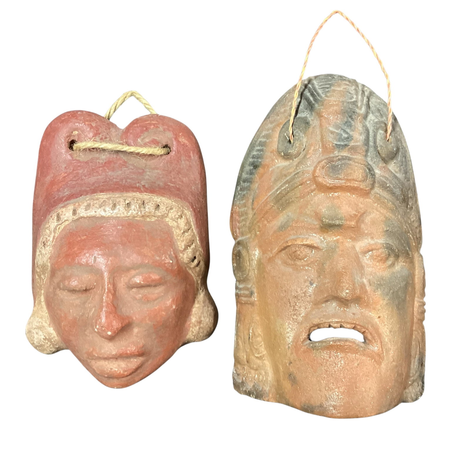 Two Terracotta Folk Art Wall Masks (1 of 5)