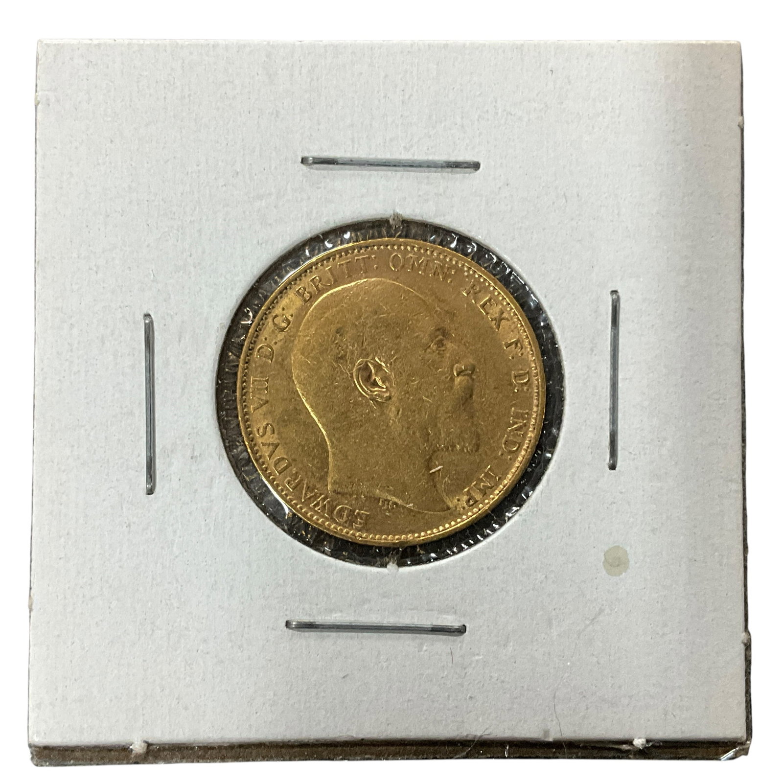 1908 British Gold Sovereign: 1908 British Gold Sovereign featuring King Edward VII portrait and St. George slaying the dragon reverse.