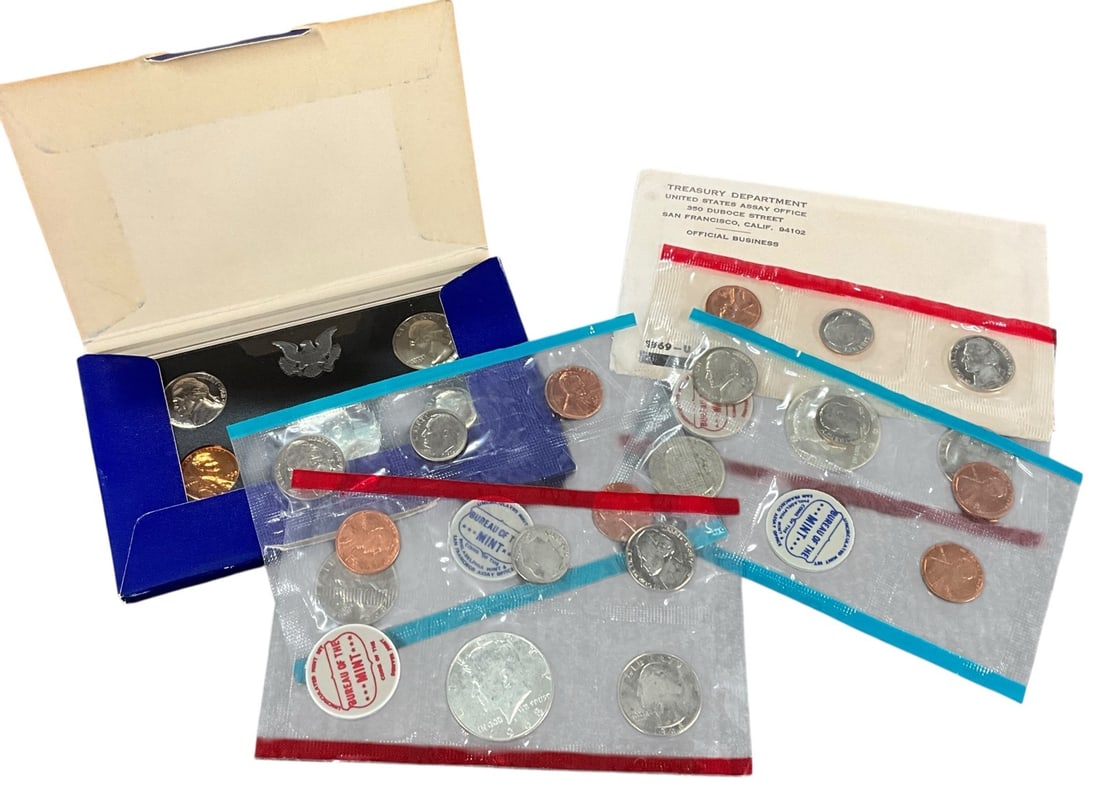Group of 1968 & 1969 U.S. Mint and Proof Coin Sets (1 of 6)