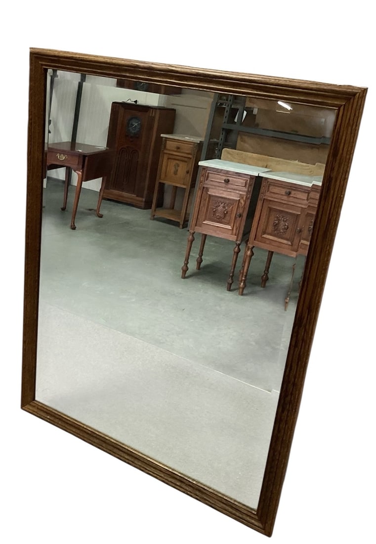 Large Oak Framed Wall Mirror - 2