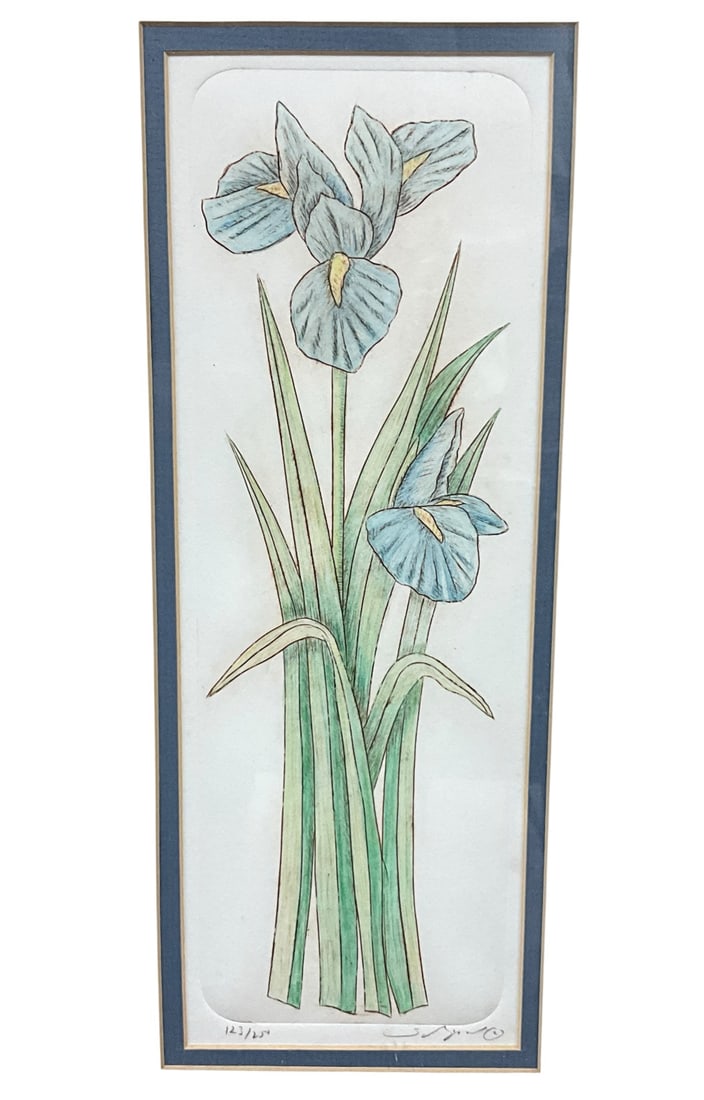 Susan Shepard Hand-Colored Iris Etching, Signed & Numbered - 2