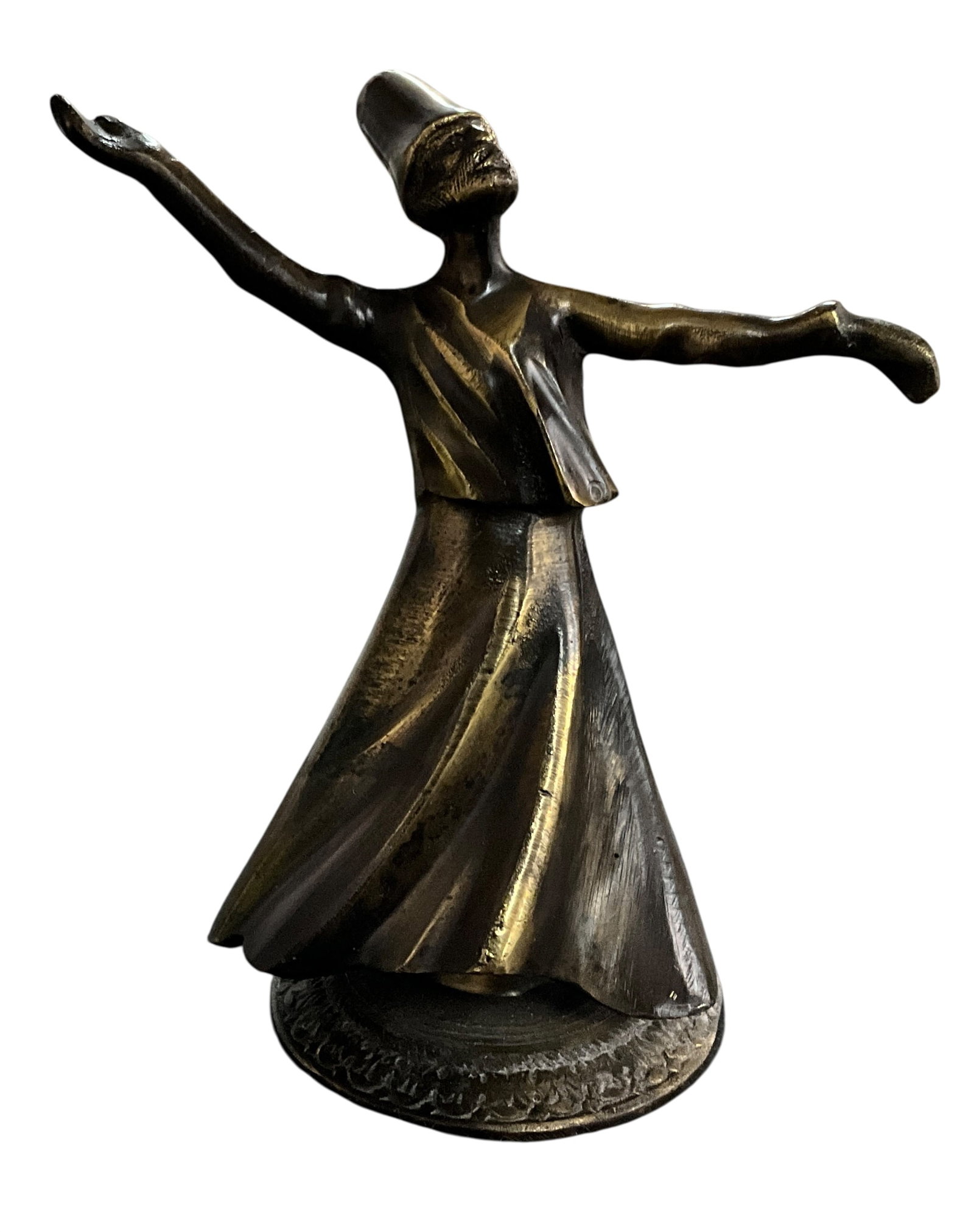 Spinning Bronze-Tone Whirling Dervish Sculpture