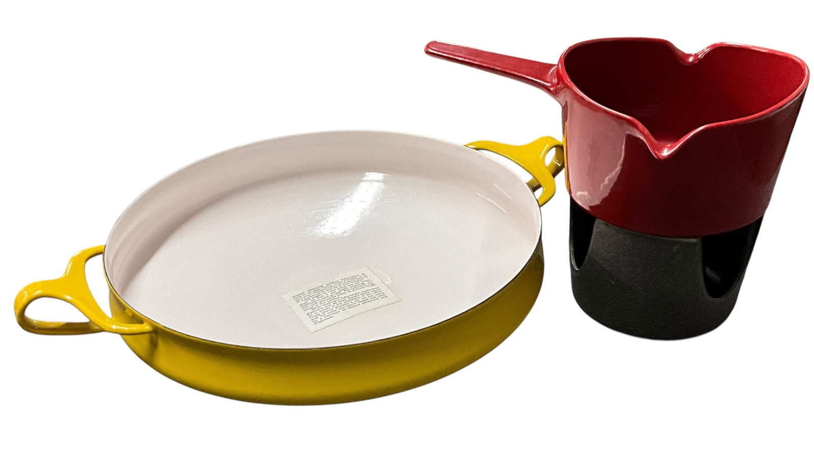 Dansk Kobenstyle Enamel Baking Dish and Copco Michael Lax Fondue Pot Warmer Set