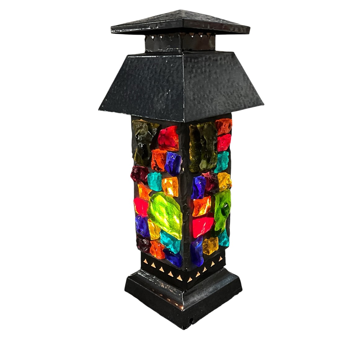 Peter Marsh Brutalist Slag Glass Table Lamp: Bid with confidence, we now offer economical in-house shipping! Just select self-arranged shipping during checkout and we will handle packing and shipping for you.This handcrafted Peter Marsh