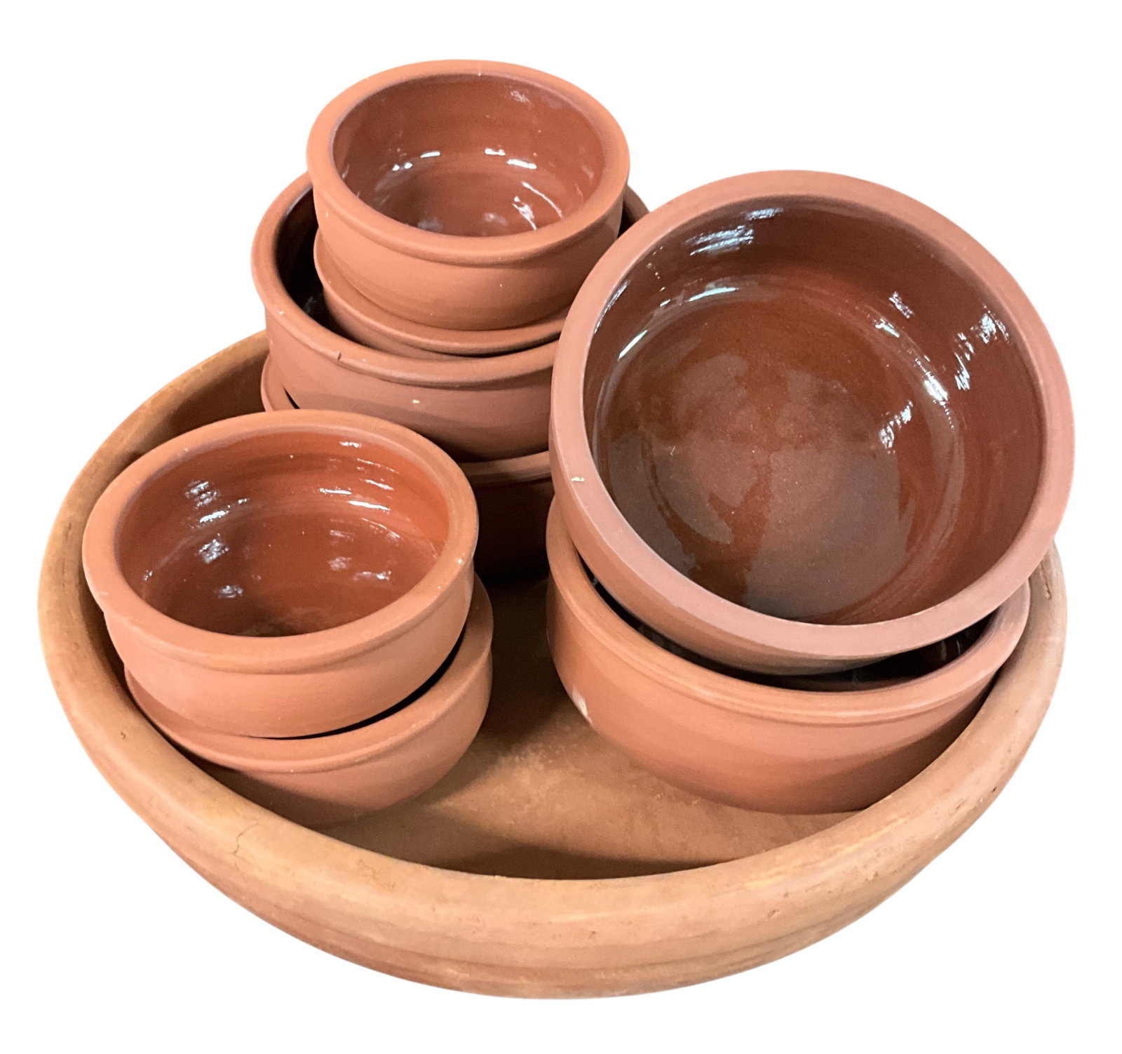 Nine-Piece Turkish Duymus Keramik Terracotta Bowl Set