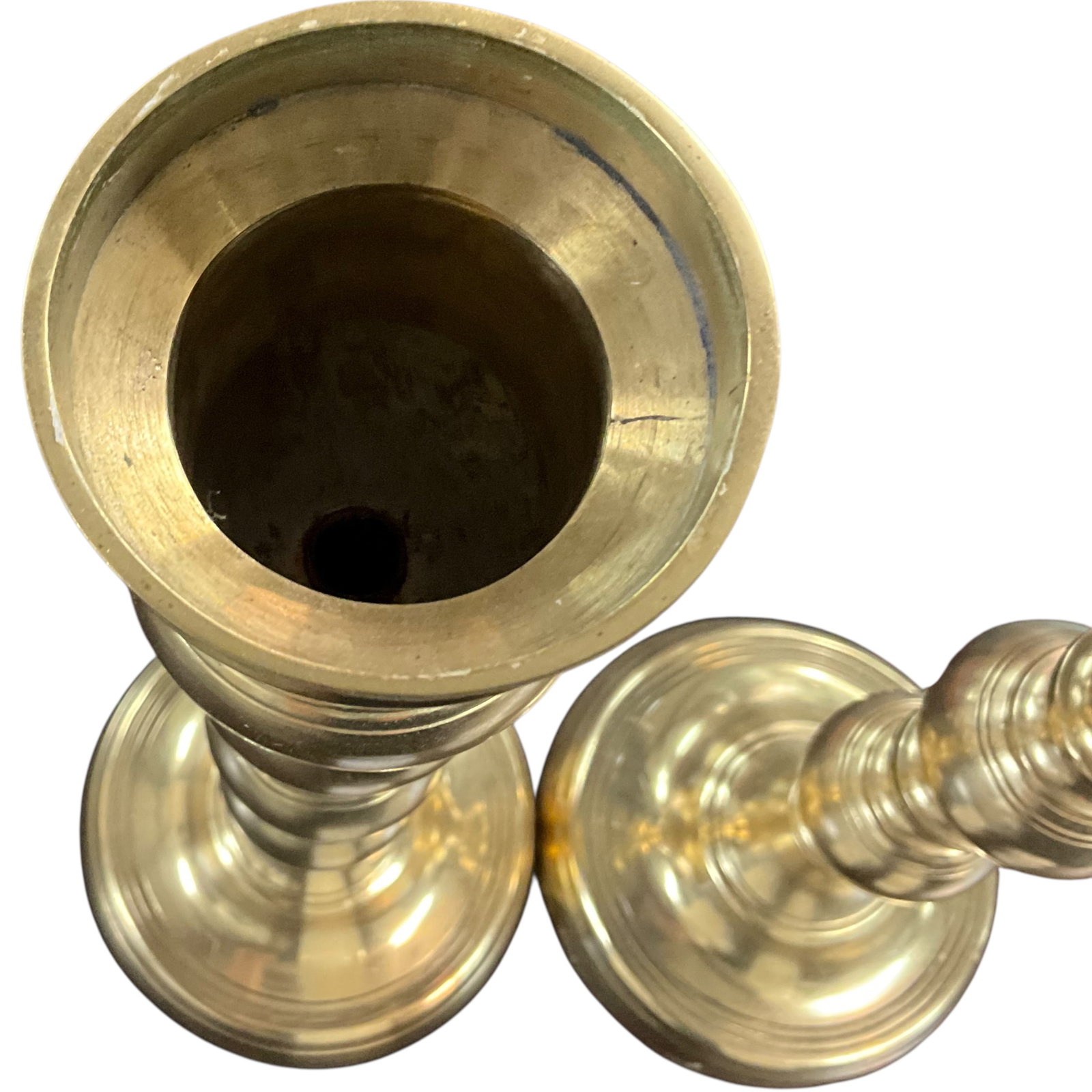 Pair of Graduated Solid Brass Candlesticks - 4