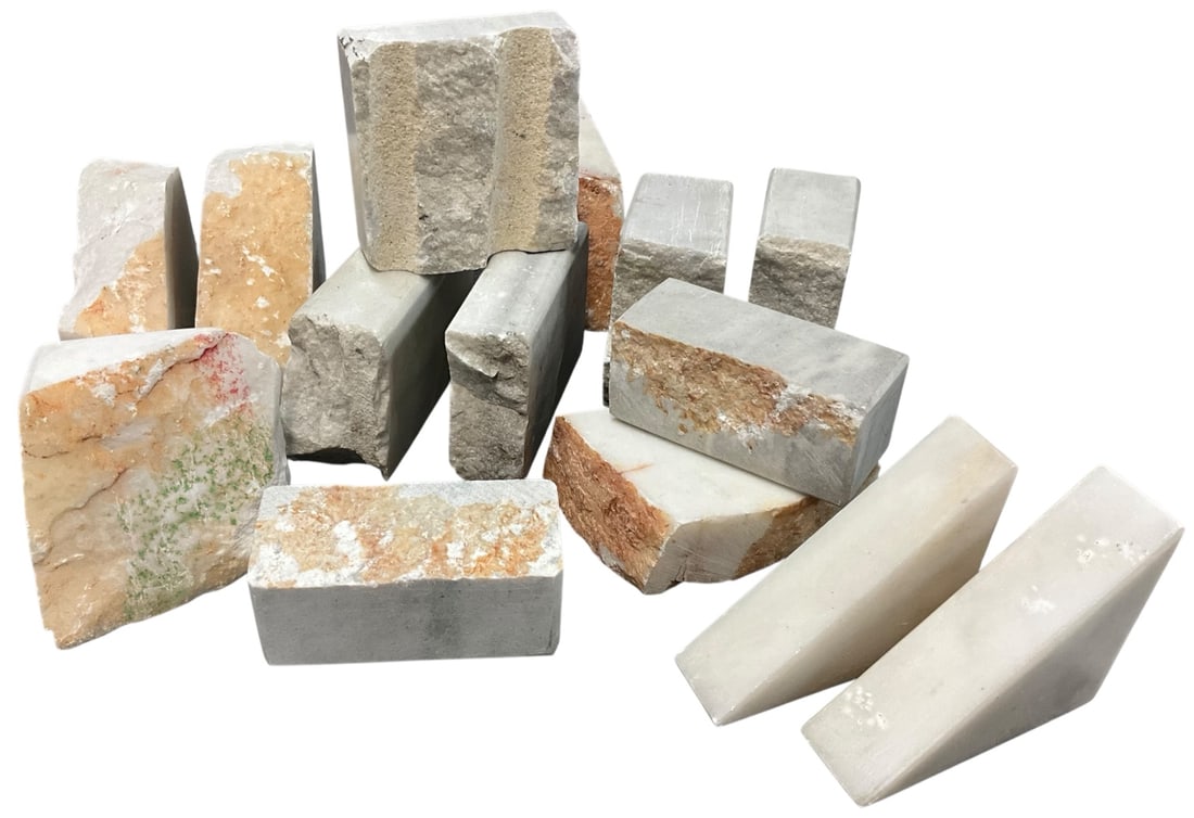 Collection of Marble, Alabaster & Stone Display Blocks and Specimens