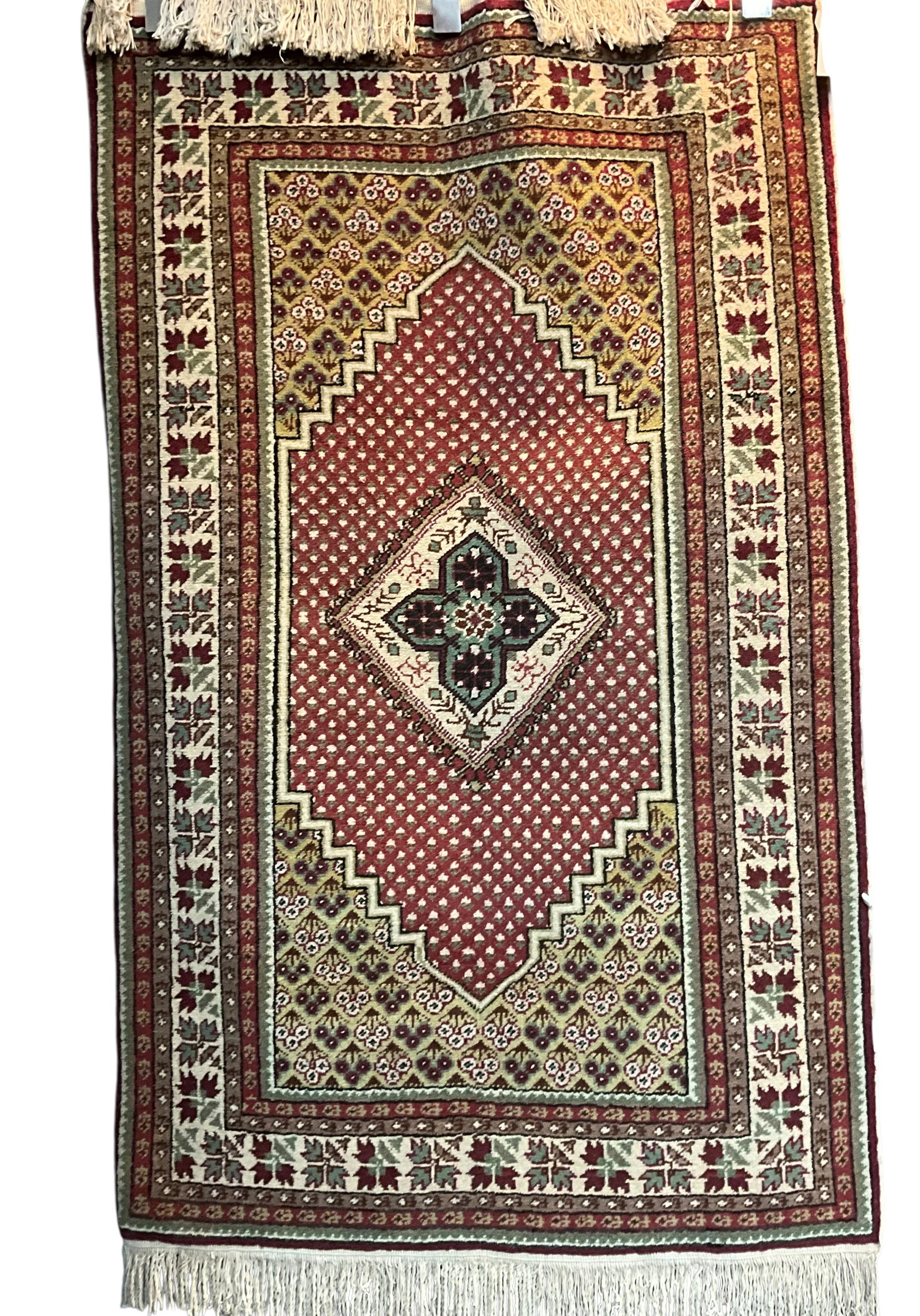 Hand-Knotted Persian Village Rug with Floral Borders