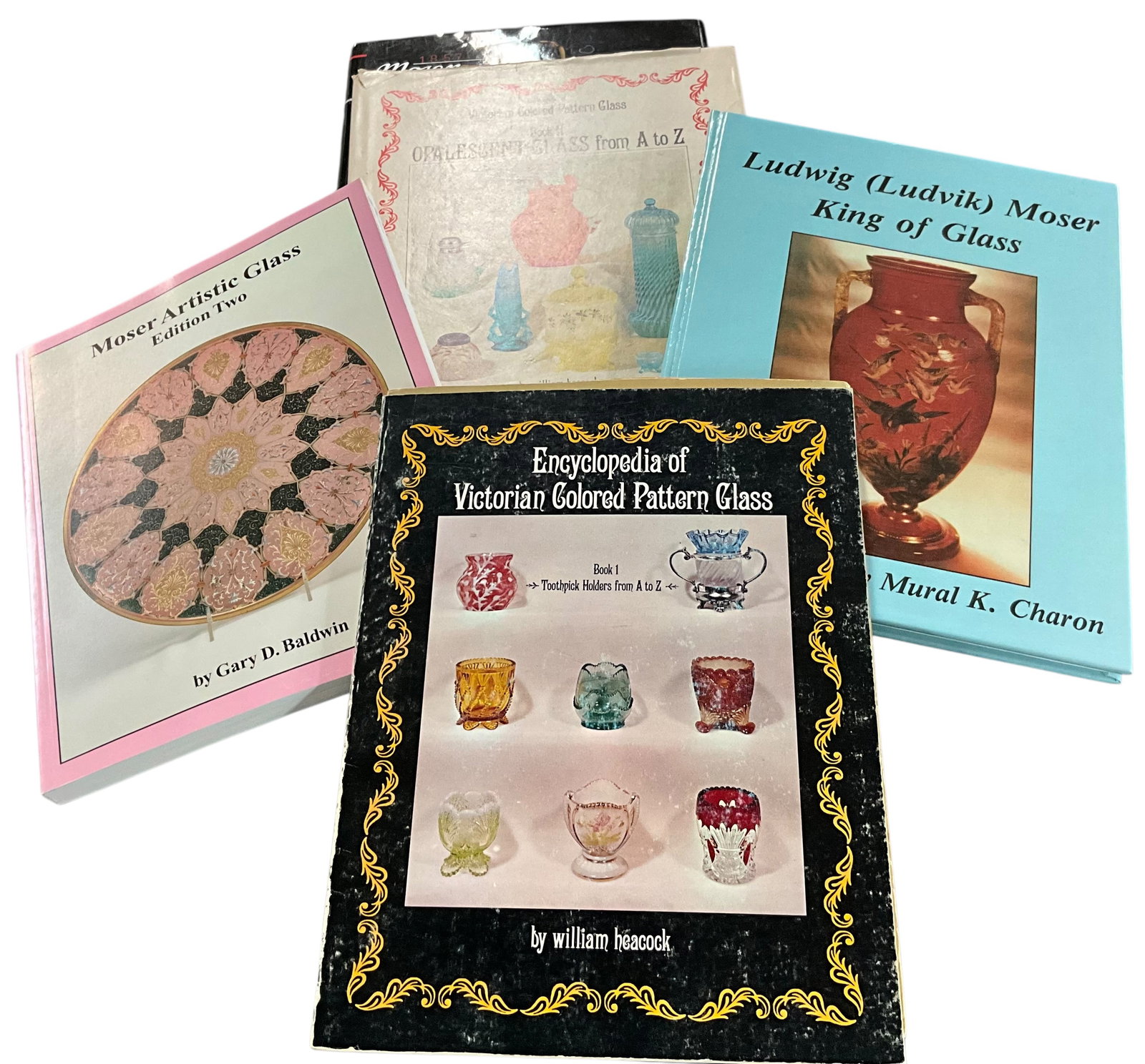 Six Moser & Victorian Art Glass Reference Books: Bid with confidence, we now offer economical in-house shipping! Just select self-arranged shipping during checkout and we will handle packing and shipping for you.Offered is a six-volume collector ref