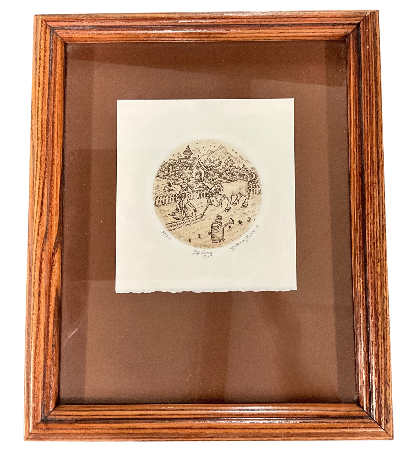 William J. Cox Framed Etching Pair - 5
