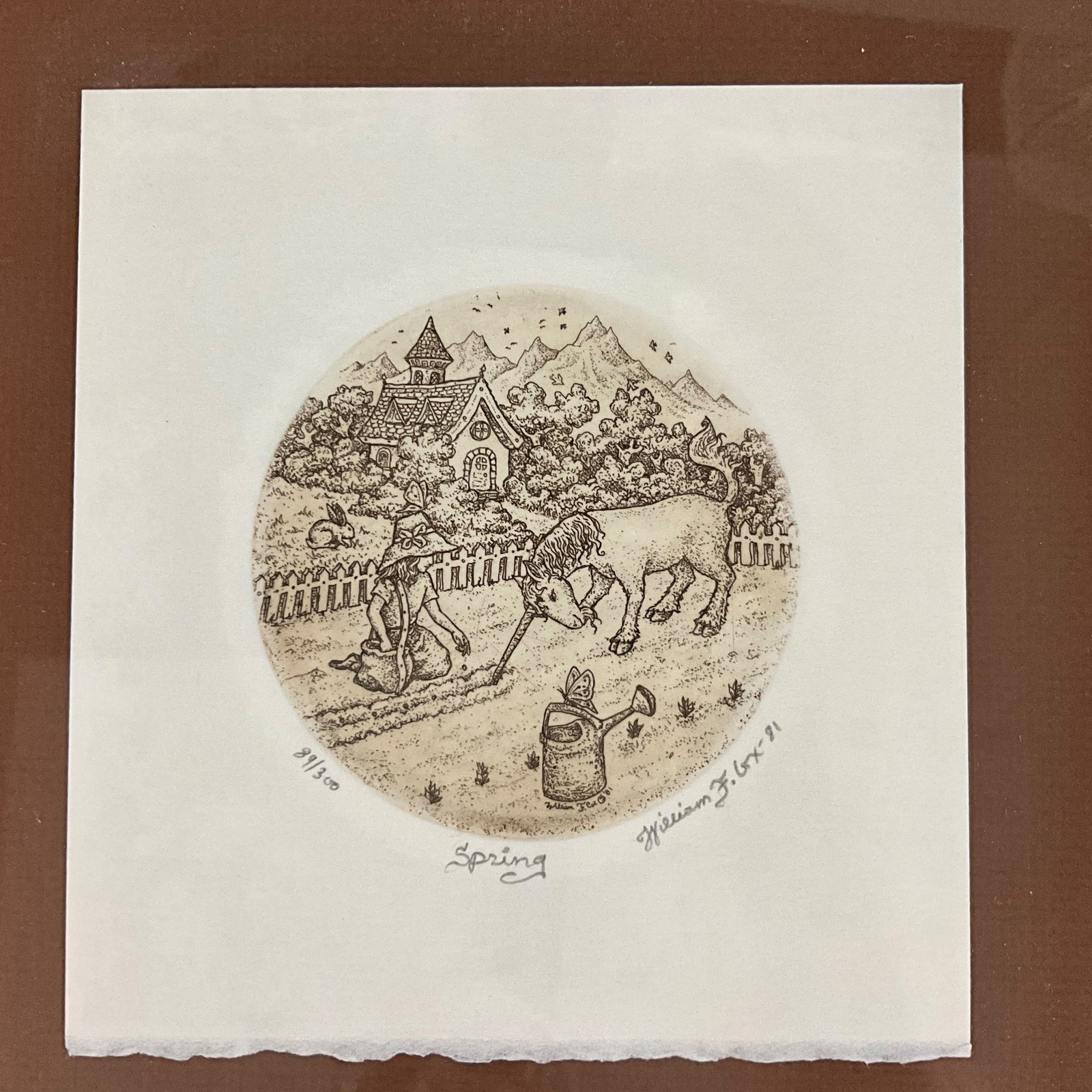 William J. Cox Framed Etching Pair - 6