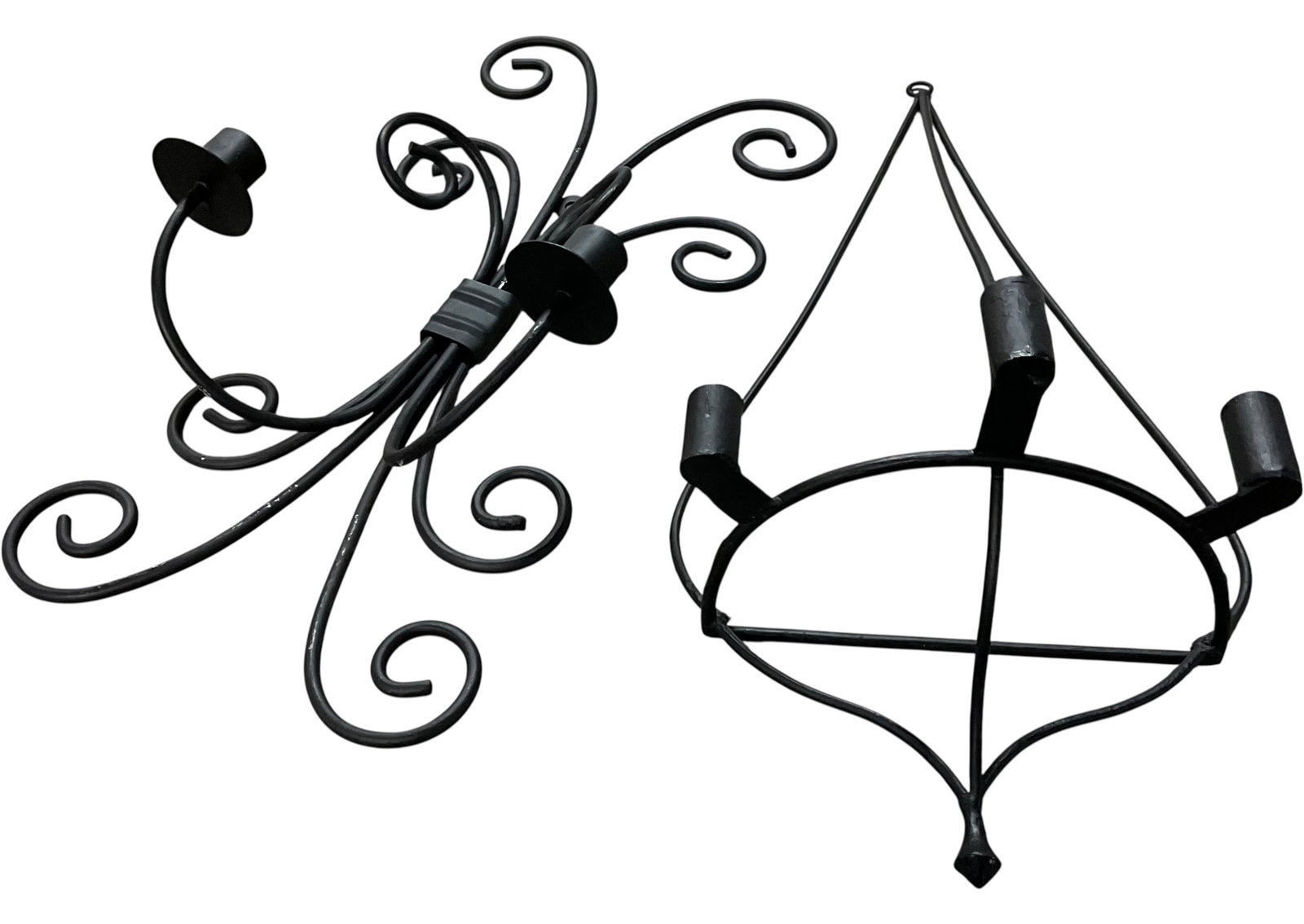 Wrought Iron Candle Sconce and Wall Chandelier