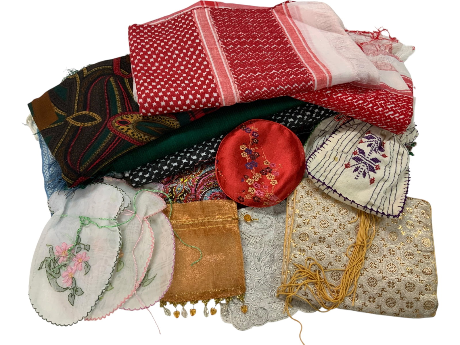 Vintage Assorted Scarves, Handkerchiefs & Pouches (1 of 7)