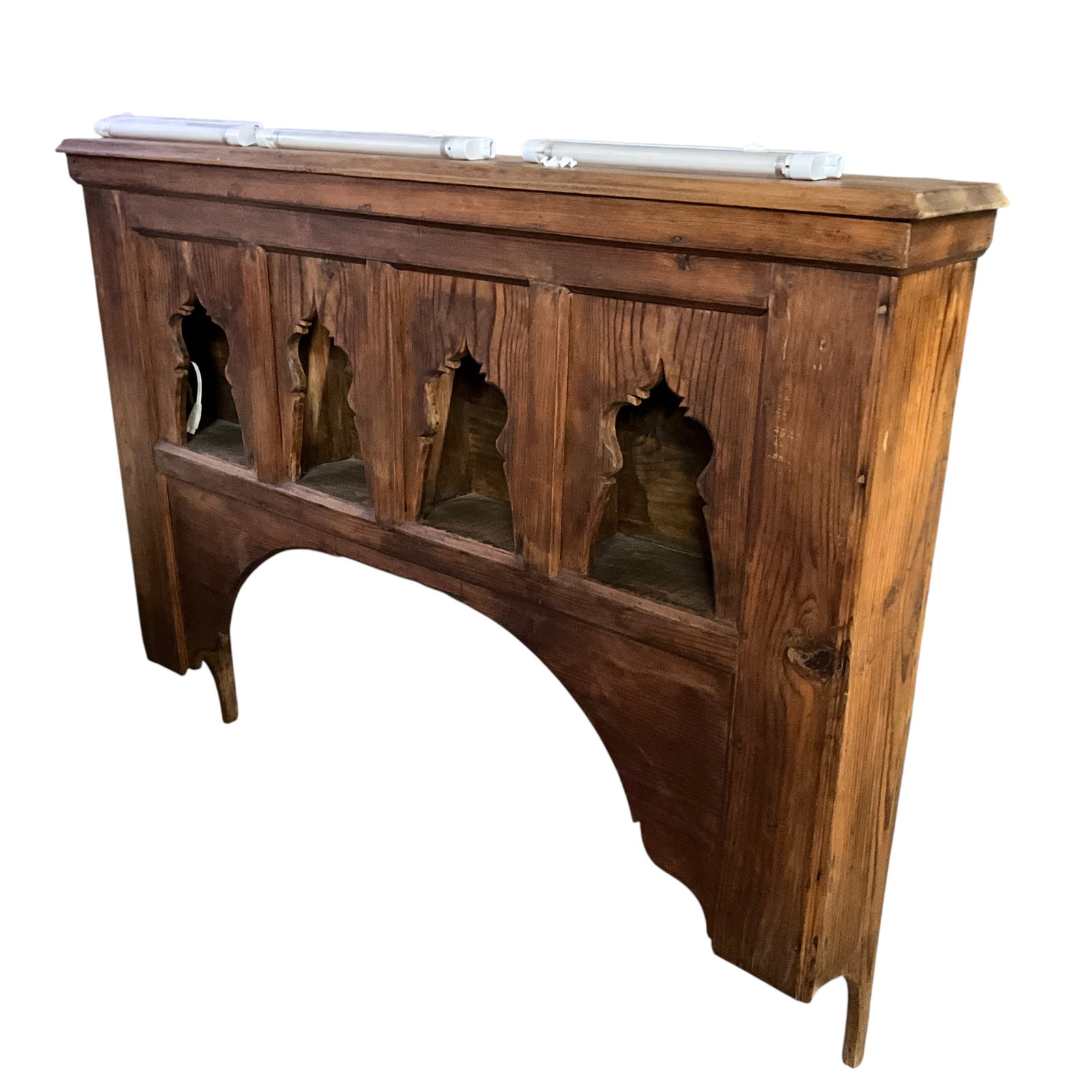 Gothic-Style Wood Architectural Surround: Bid with confidence, we now offer economical in-house shipping! Just select self-arranged shipping during checkout and we will handle packing and shipping for you.Rustic wood architectural surround