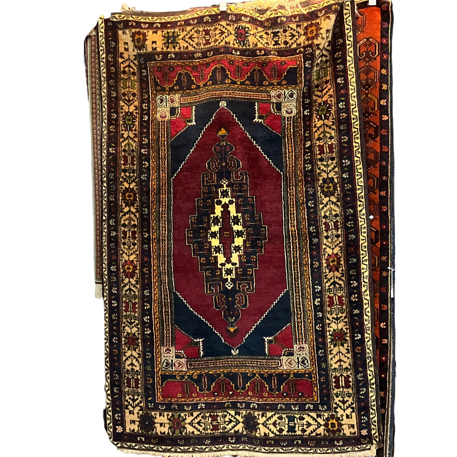 Anatolian Style Hand-Knotted Wool Area Rug: Bid with confidence, we now offer economical in-house shipping! Just select self-arranged shipping during checkout and we will handle packing and shipping for you.Hand-knotted wool rug in an Anatolian