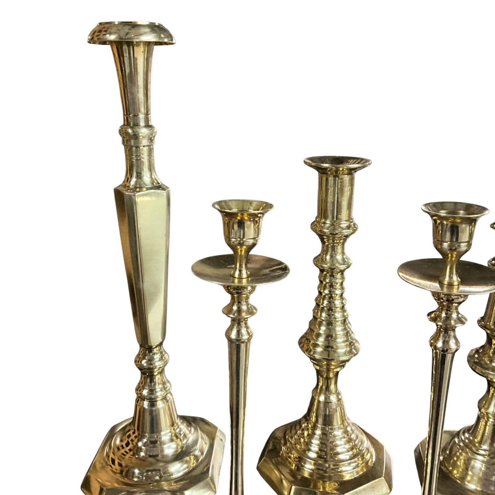 Five Assorted Brass Candlesticks - 2